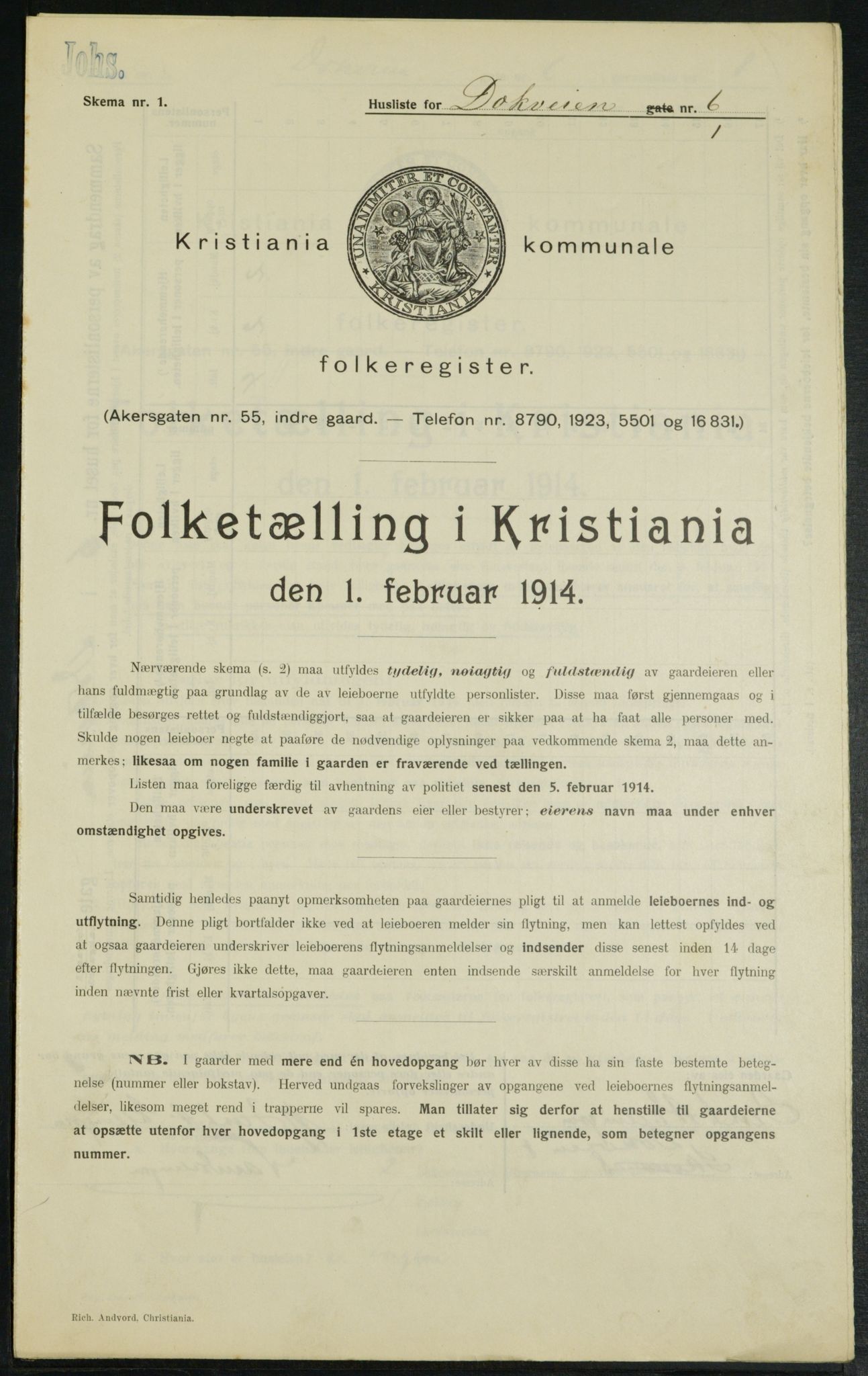 OBA, Municipal Census 1914 for Kristiania, 1914, p. 16013