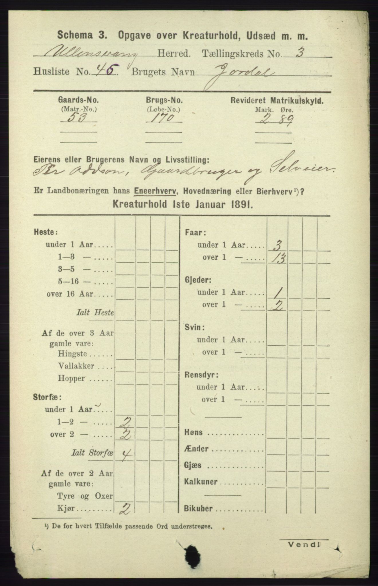 RA, 1891 census for 1230 Ullensvang, 1891, p. 6901