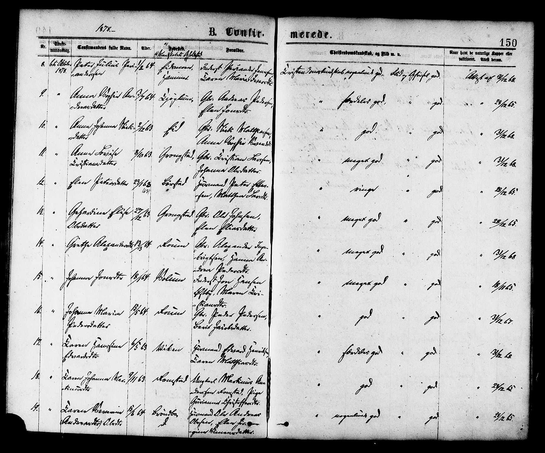 Ministerialprotokoller, klokkerbøker og fødselsregistre - Nord-Trøndelag, SAT/A-1458/758/L0516: Parish register (official) no. 758A03 /1, 1869-1879, p. 150