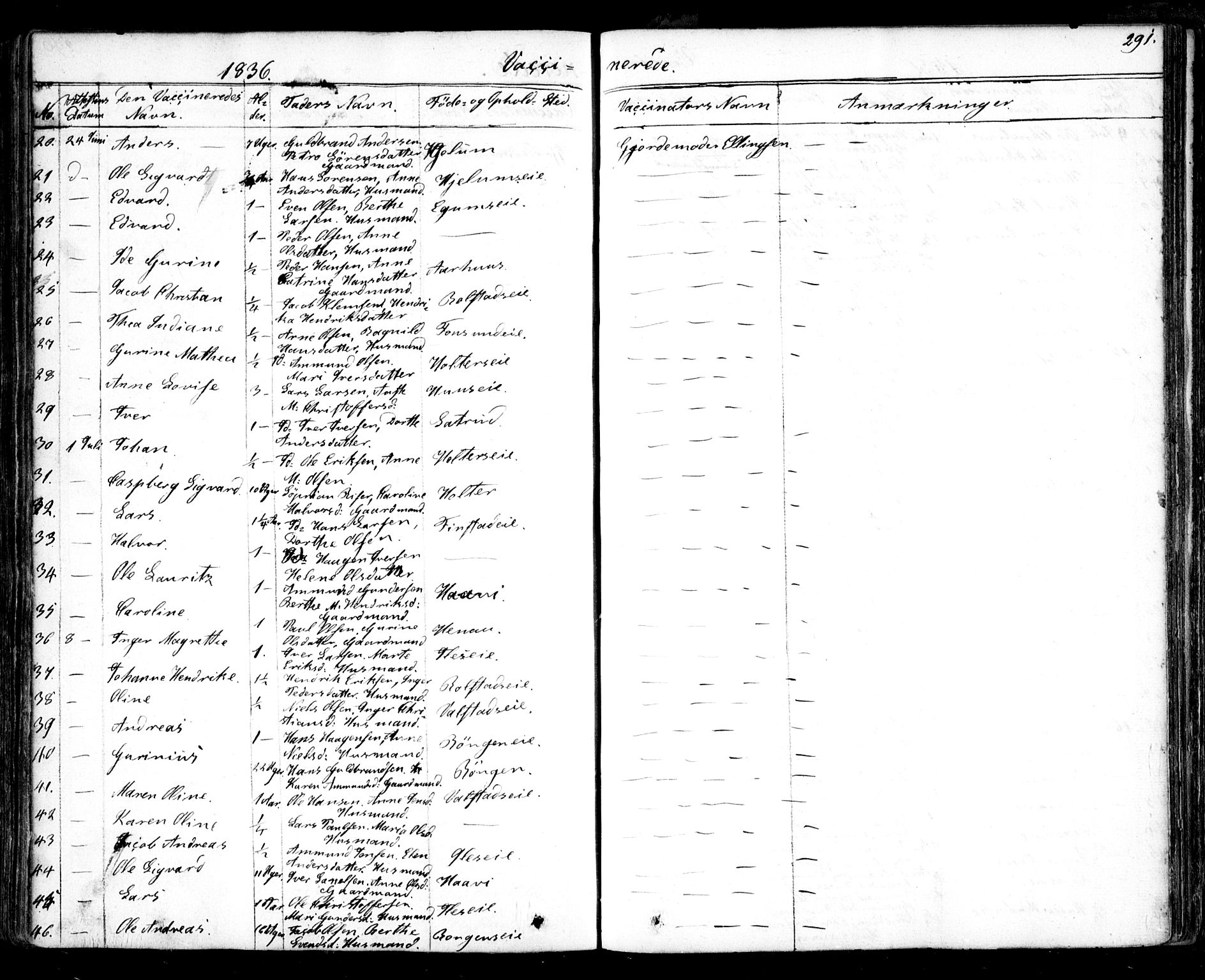 Nes prestekontor Kirkebøker, AV/SAO-A-10410/F/Fa/L0006: Parish register (official) no. I 6, 1833-1845, p. 291