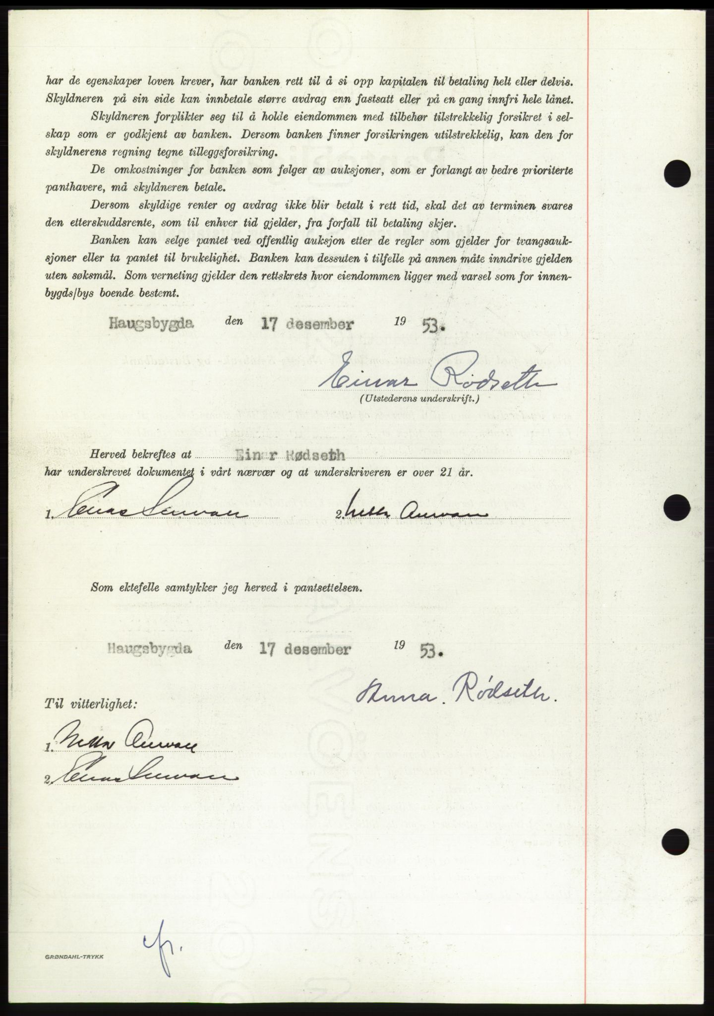 Søre Sunnmøre sorenskriveri, AV/SAT-A-4122/1/2/2C/L0124: Mortgage book no. 12B, 1953-1954, Diary no: : 3208/1953