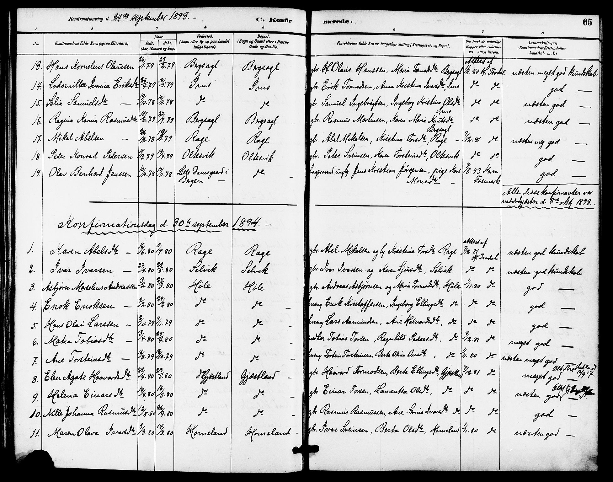 Høgsfjord sokneprestkontor, AV/SAST-A-101624/H/Ha/Haa/L0005: Parish register (official) no. A 5, 1885-1897, p. 65