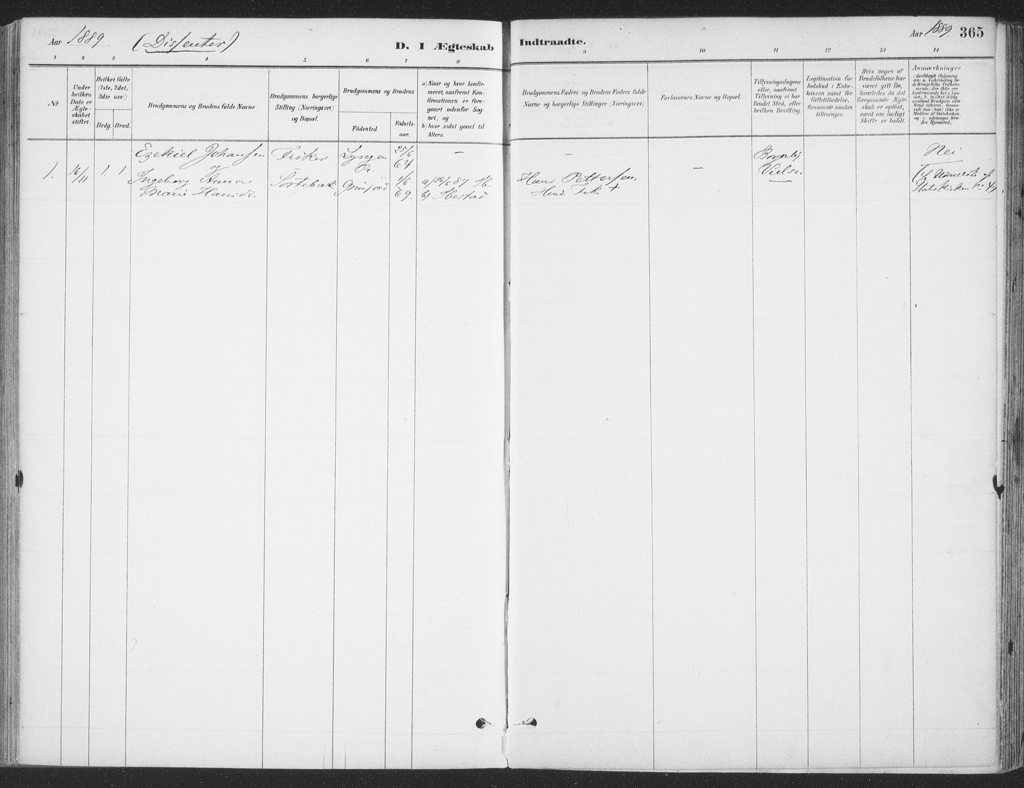 Ibestad sokneprestembete, SATØ/S-0077/H/Ha/Haa/L0011kirke: Parish register (official) no. 11, 1880-1889, p. 365