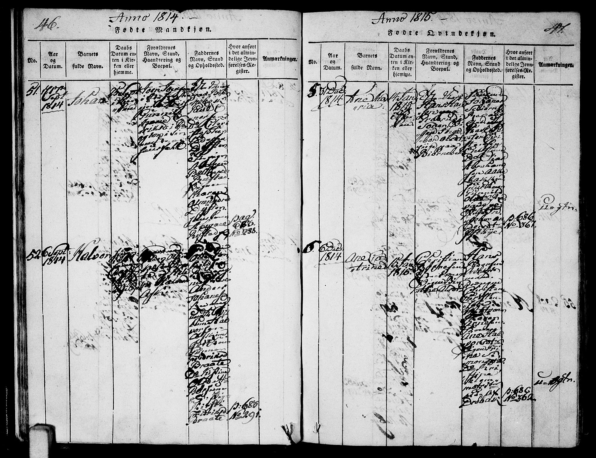 Ås prestekontor Kirkebøker, SAO/A-10894/F/Fa/L0003: Parish register (official) no. I 3, 1814-1818, p. 46-47