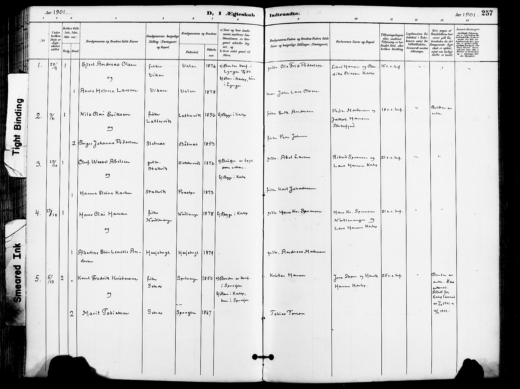 Karlsøy sokneprestembete, AV/SATØ-S-1299/H/Ha/Haa/L0007kirke: Parish register (official) no. 7, 1891-1902, p. 257