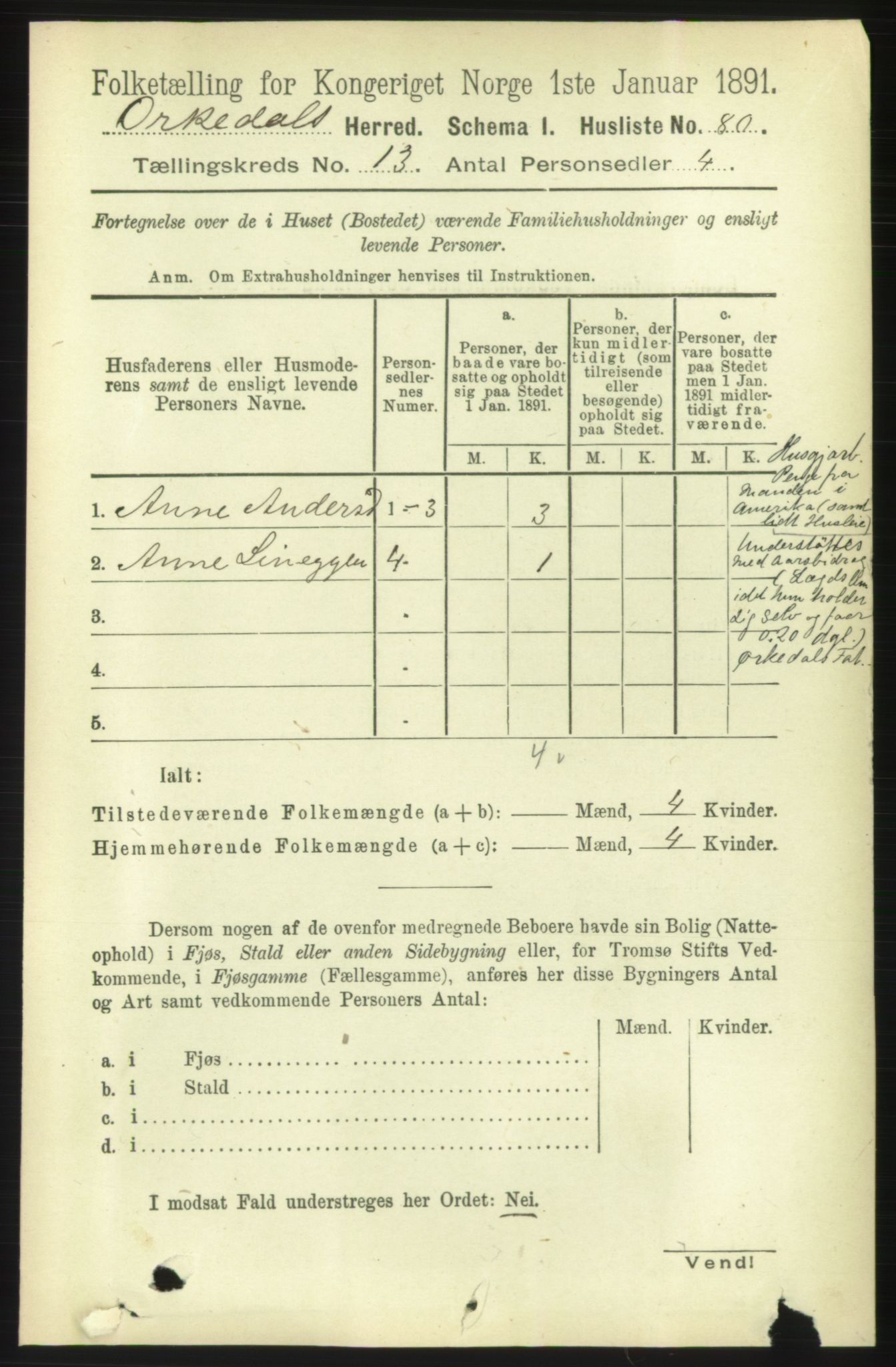 RA, 1891 census for 1638 Orkdal, 1891, p. 6012