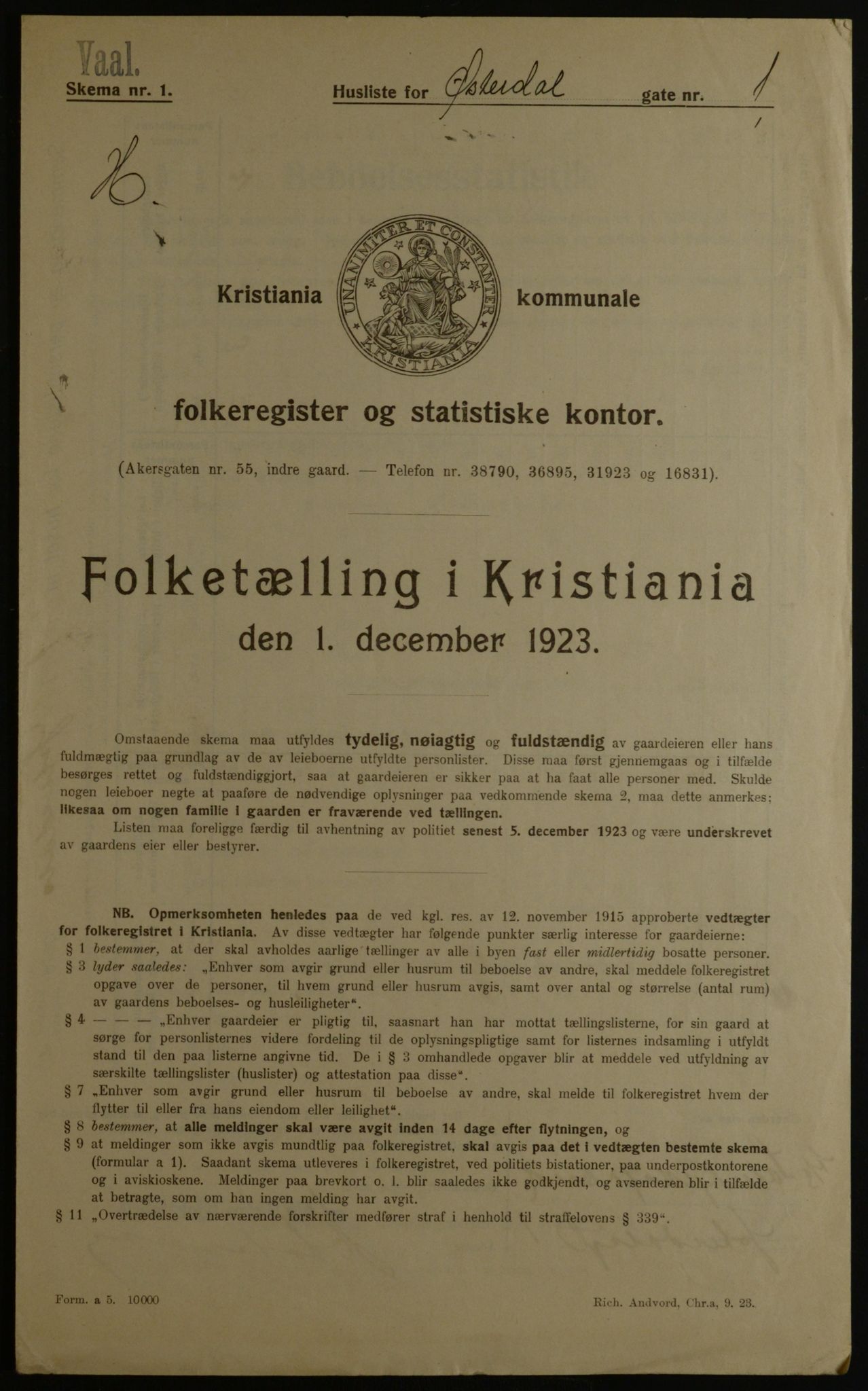 OBA, Municipal Census 1923 for Kristiania, 1923, p. 142173