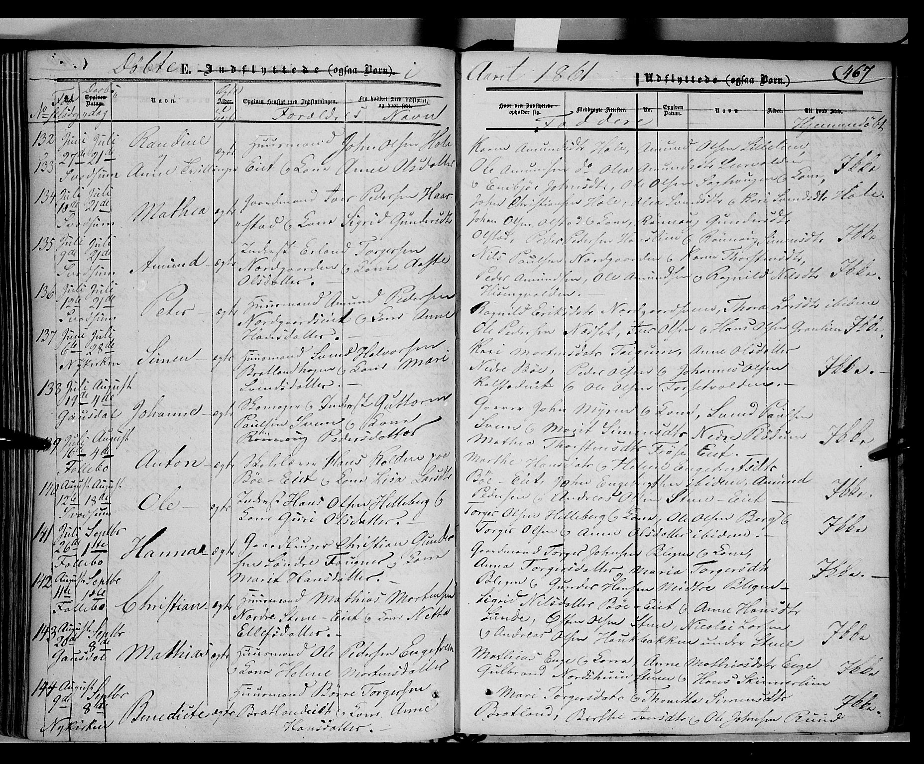 Gausdal prestekontor, SAH/PREST-090/H/Ha/Haa/L0008: Parish register (official) no. 8, 1850-1861, p. 467
