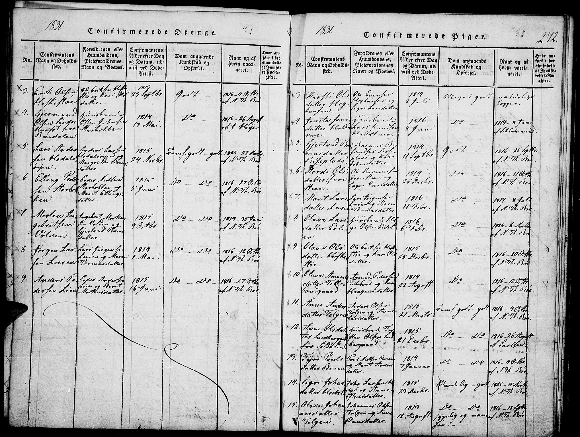 Tolga prestekontor, AV/SAH-PREST-062/K/L0004: Parish register (official) no. 4, 1815-1836, p. 272