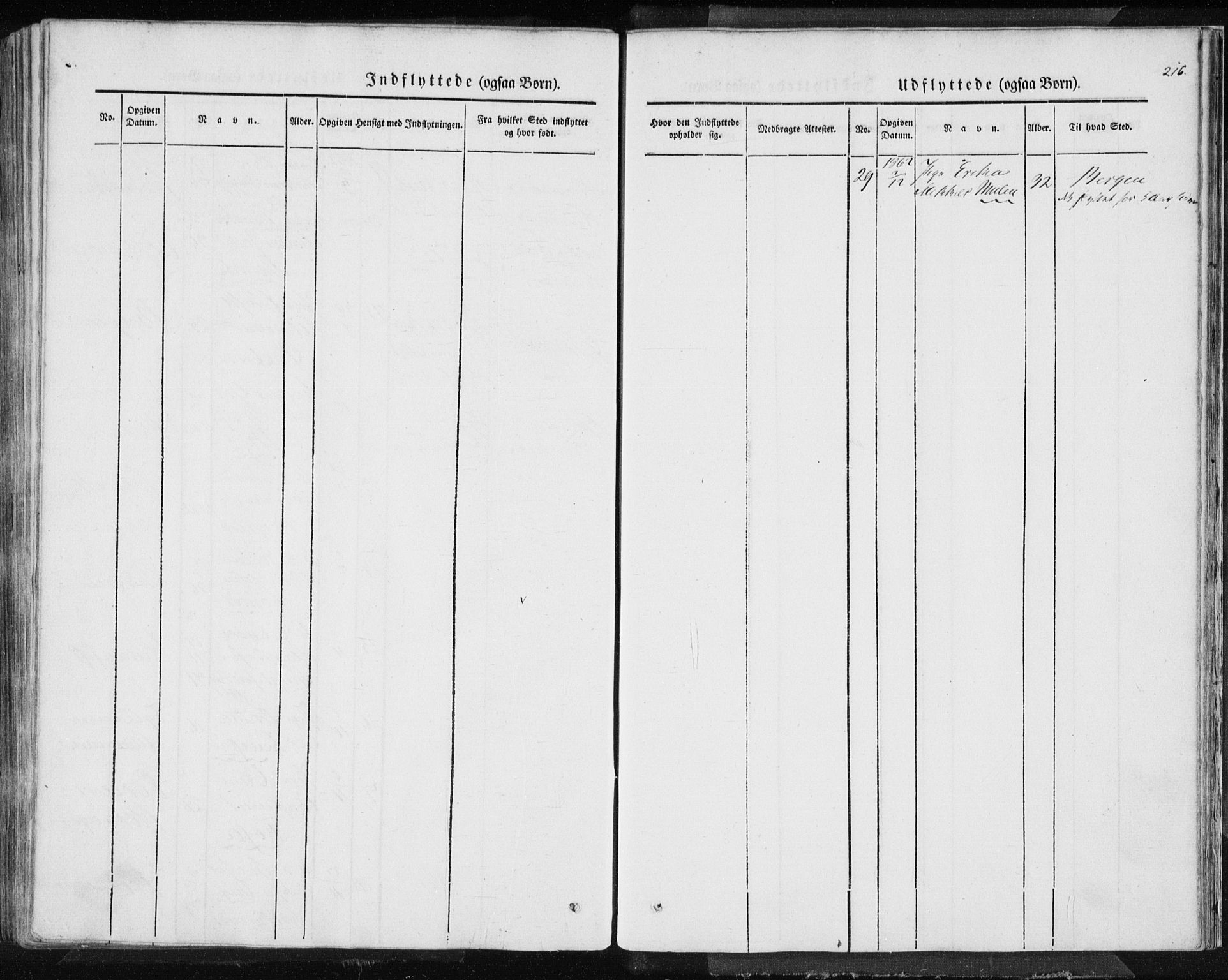 Lindås Sokneprestembete, AV/SAB-A-76701/H/Haa/Haaa/L0010: Parish register (official) no. A 10, 1842-1862, p. 216