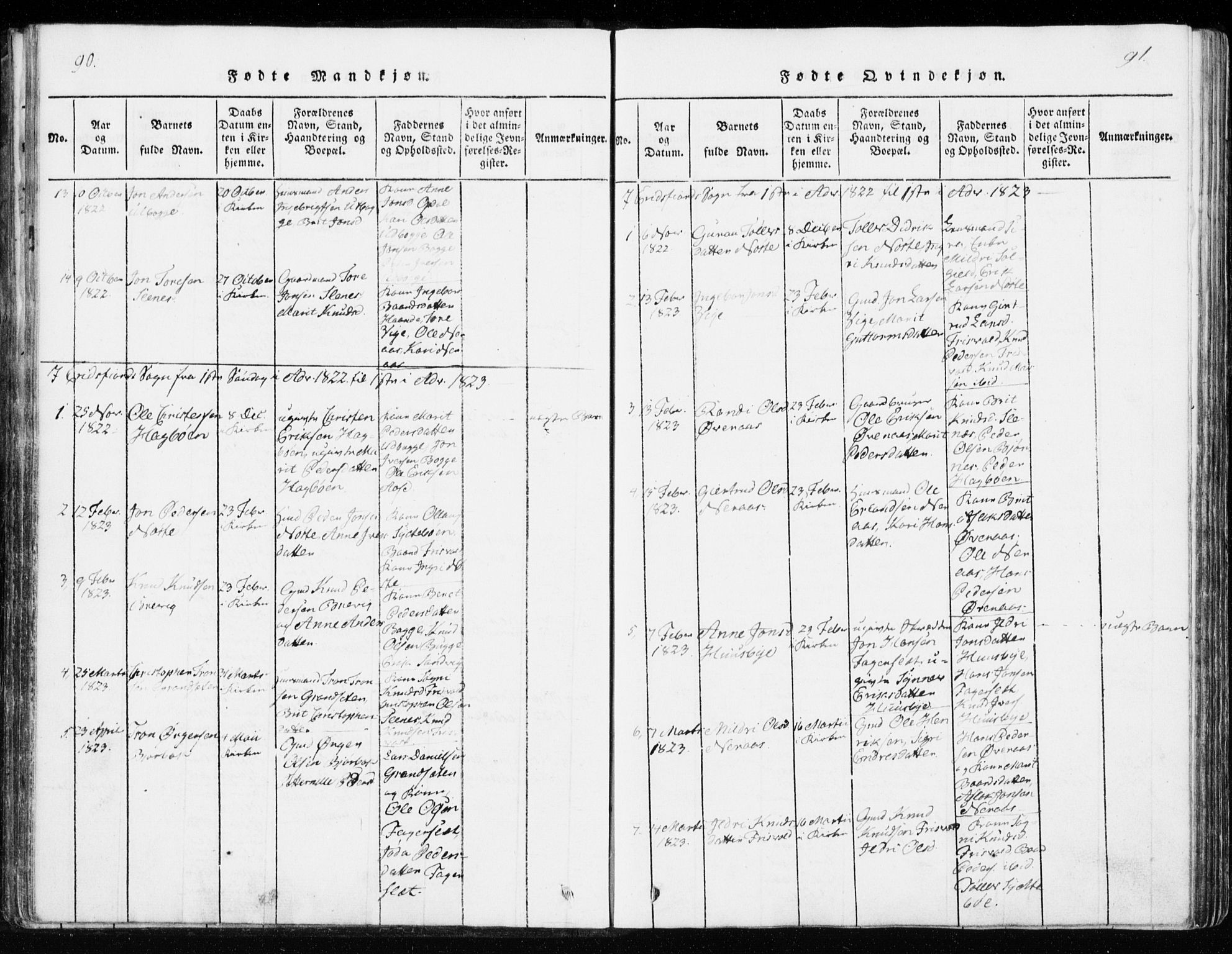 Ministerialprotokoller, klokkerbøker og fødselsregistre - Møre og Romsdal, AV/SAT-A-1454/551/L0623: Parish register (official) no. 551A03, 1818-1831, p. 90-91