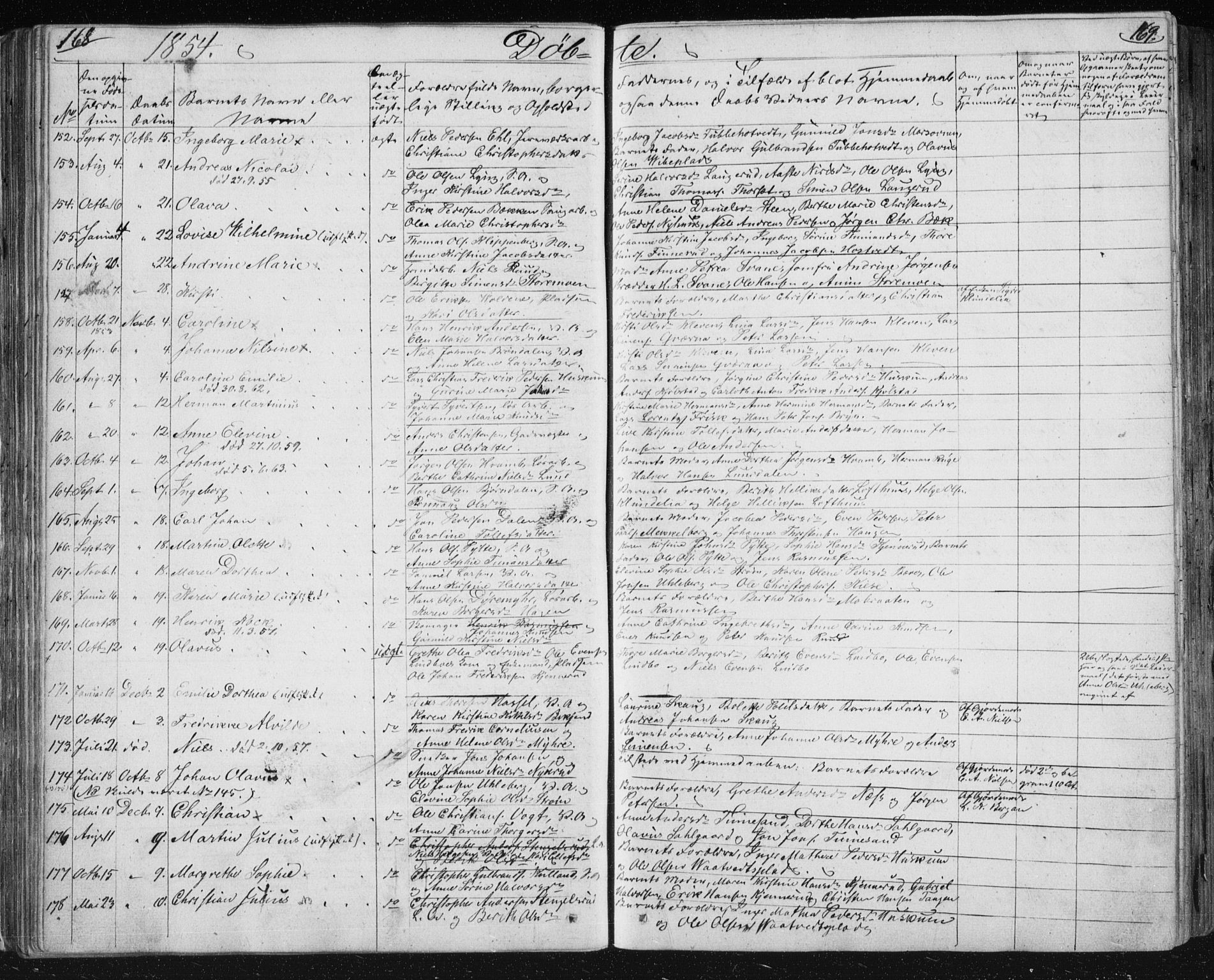 Kongsberg kirkebøker, AV/SAKO-A-22/F/Fa/L0009: Parish register (official) no. I 9, 1839-1858, p. 168-169