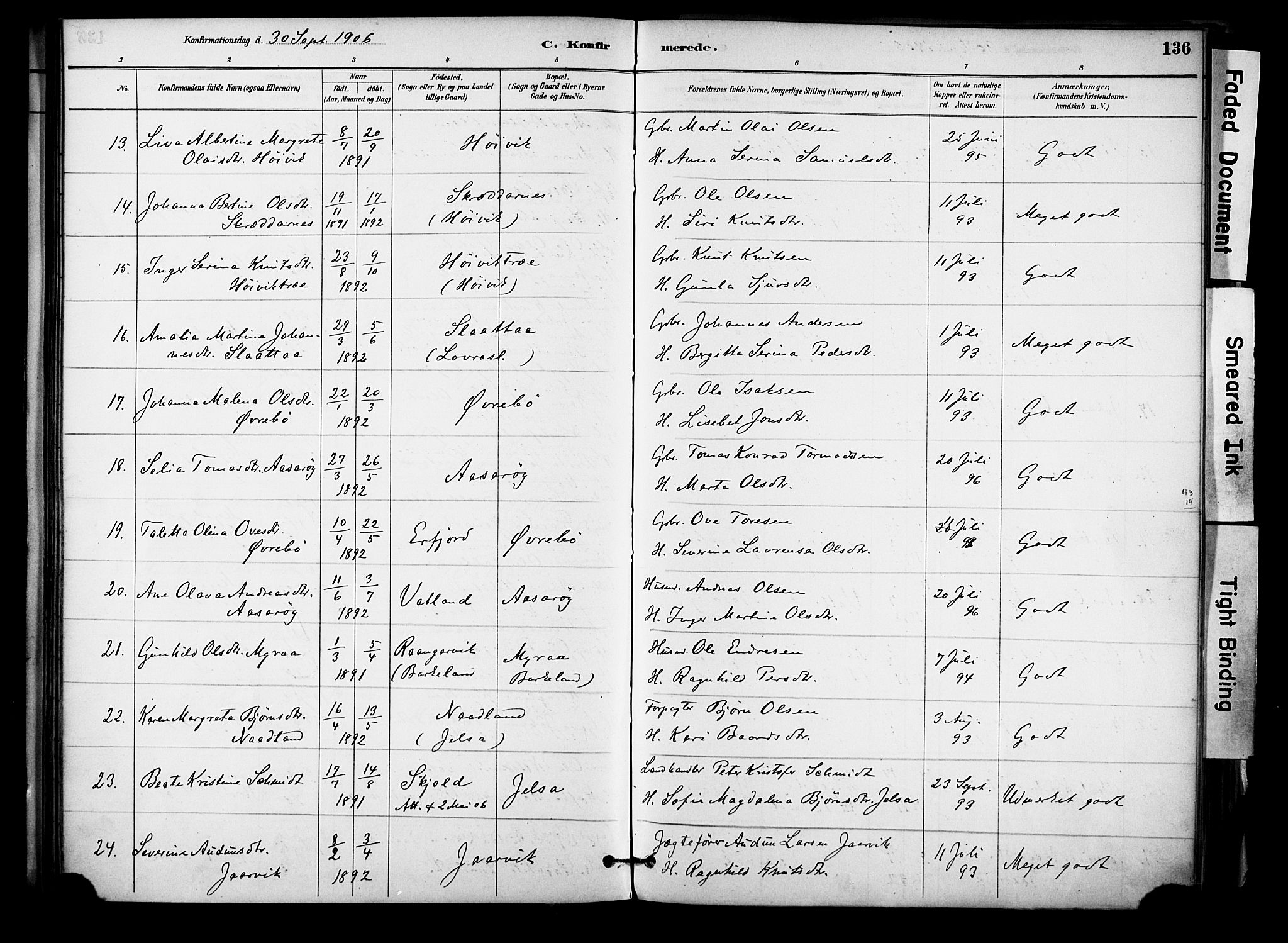 Jelsa sokneprestkontor, AV/SAST-A-101842/01/IV: Parish register (official) no. A 10, 1884-1906, p. 136