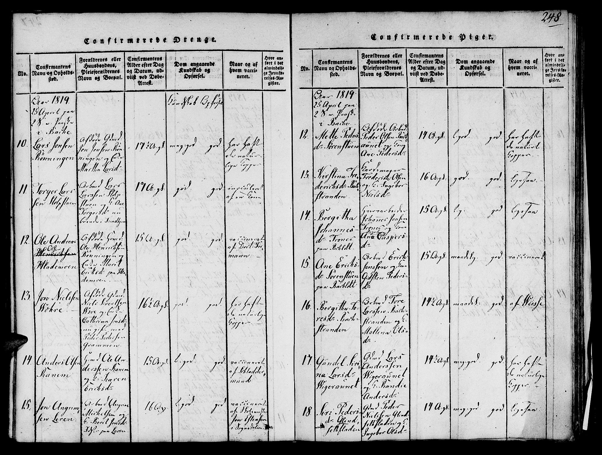 Ministerialprotokoller, klokkerbøker og fødselsregistre - Sør-Trøndelag, AV/SAT-A-1456/606/L0283: Parish register (official) no. 606A03 /1, 1818-1823, p. 248