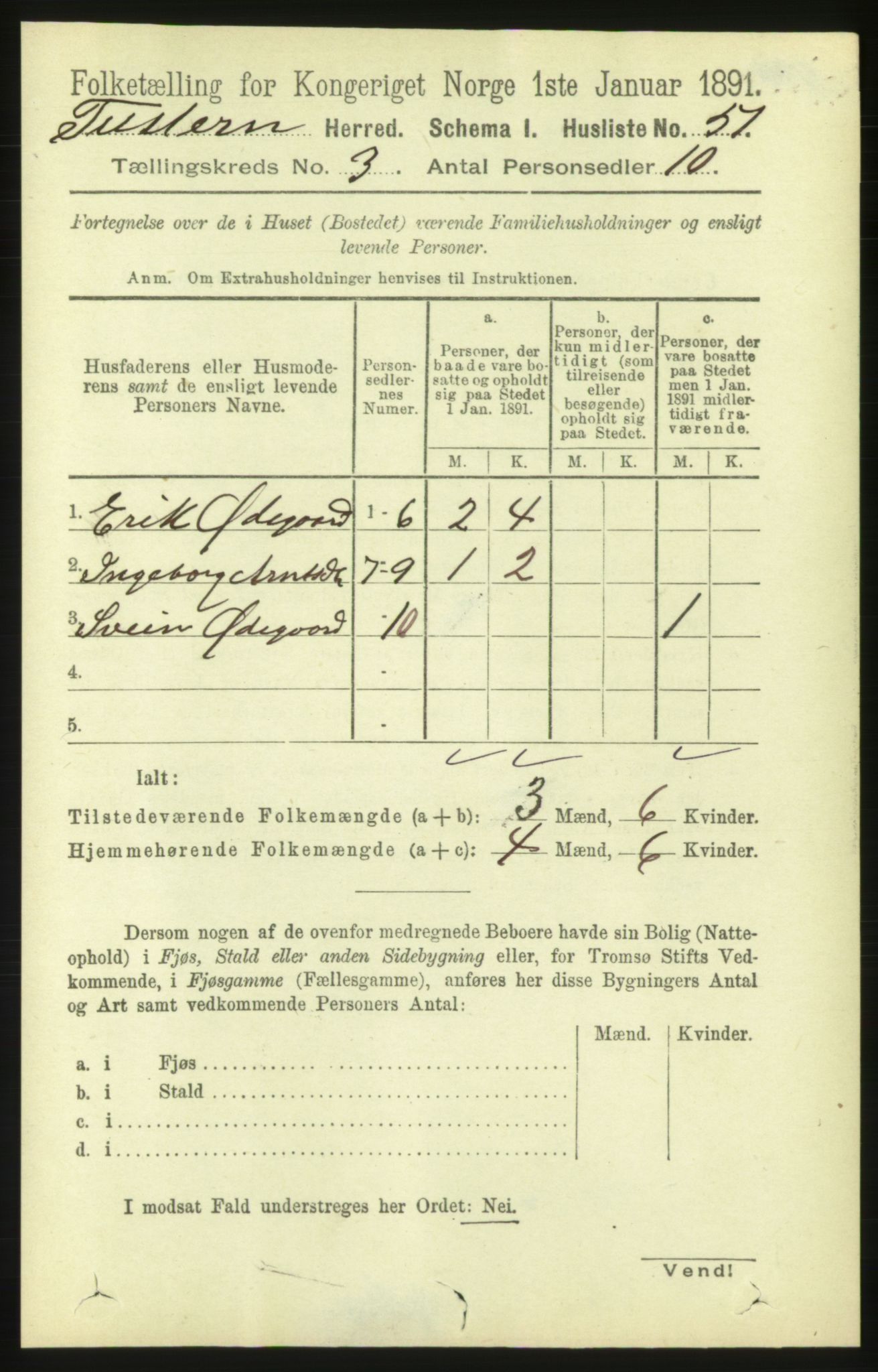 RA, 1891 census for 1572 Tustna, 1891, p. 940