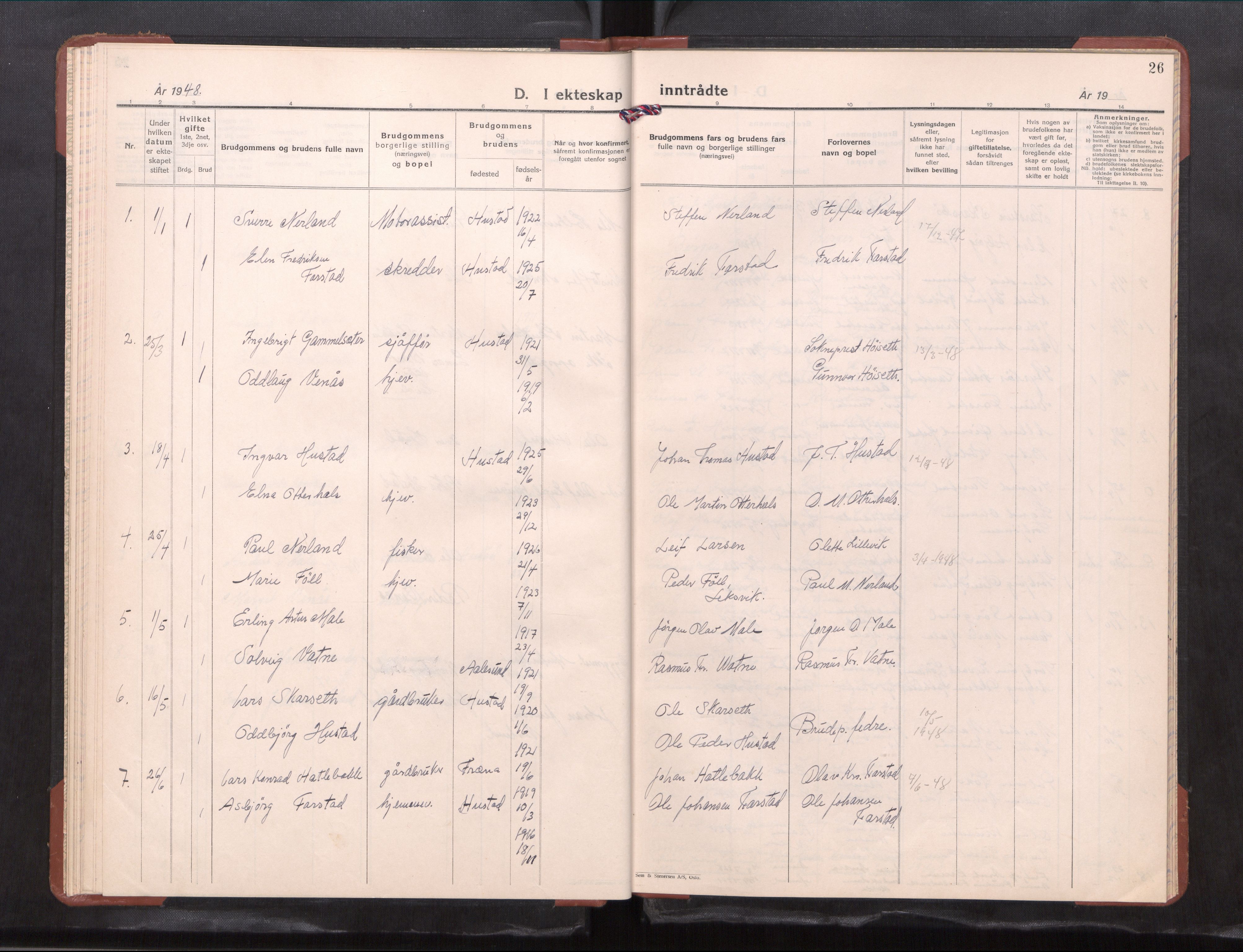 Ministerialprotokoller, klokkerbøker og fødselsregistre - Møre og Romsdal, AV/SAT-A-1454/567/L0787: Parish register (copy) no. 567---, 1939-1954, p. 26