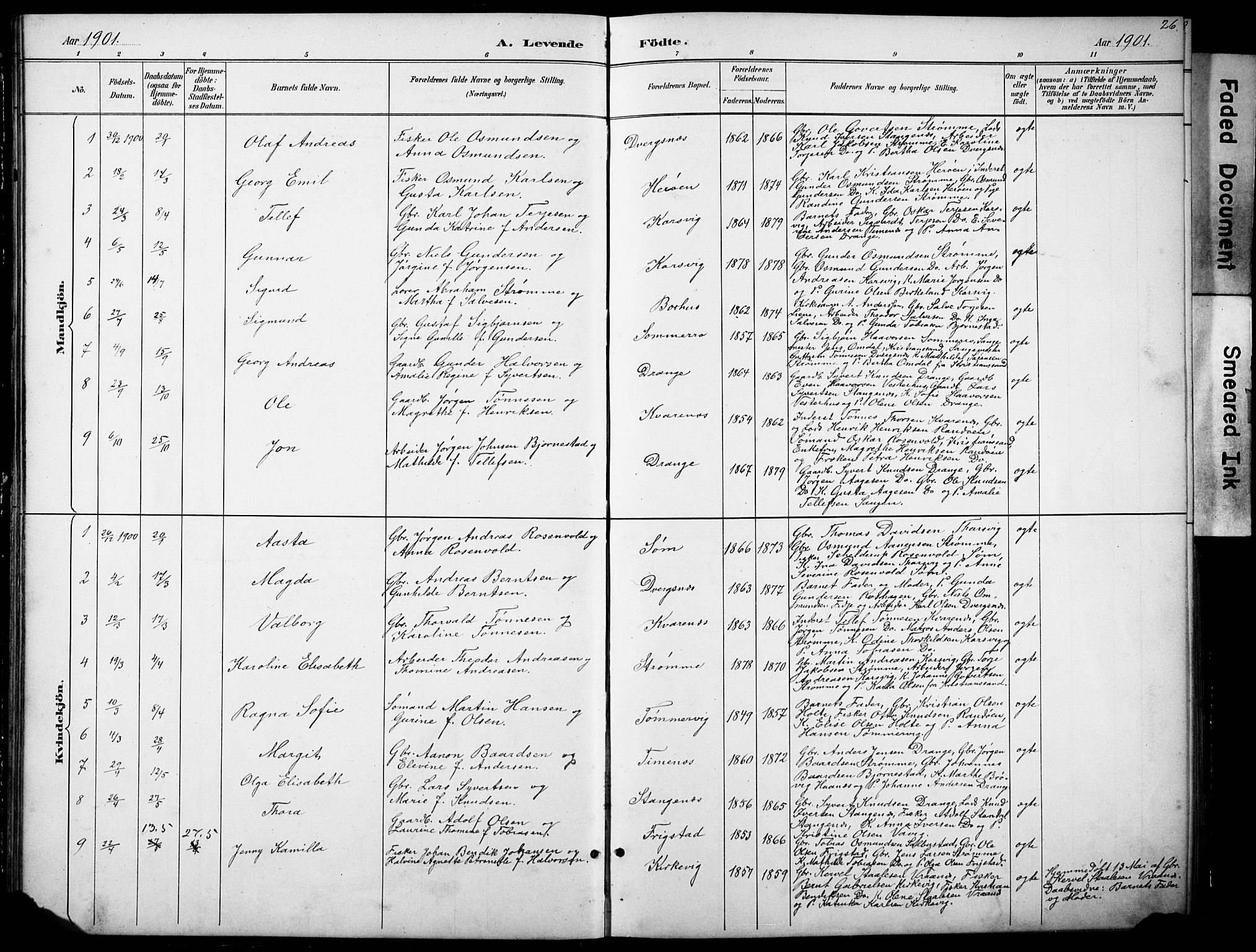 Oddernes sokneprestkontor, SAK/1111-0033/F/Fb/Fbb/L0002: Parish register (copy) no. B 2, 1889-1933, p. 26