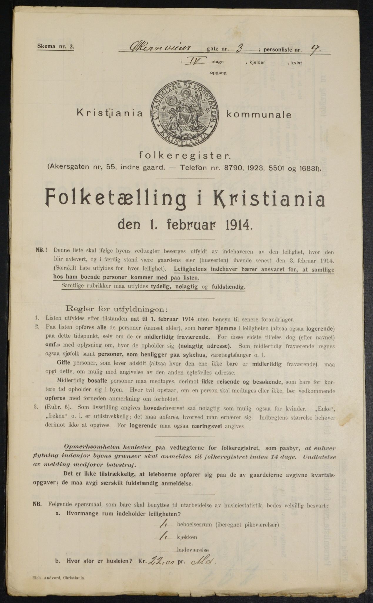 OBA, Municipal Census 1914 for Kristiania, 1914, p. 129710