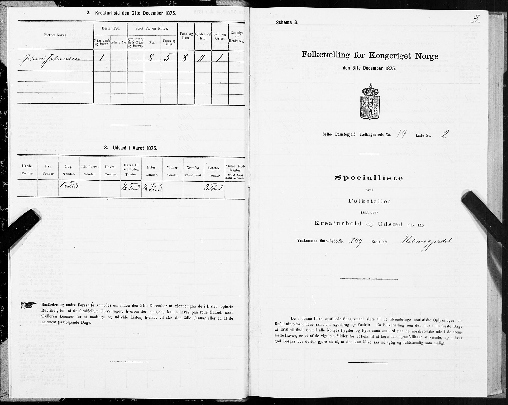 SAT, 1875 census for 1664P Selbu, 1875, p. 7003