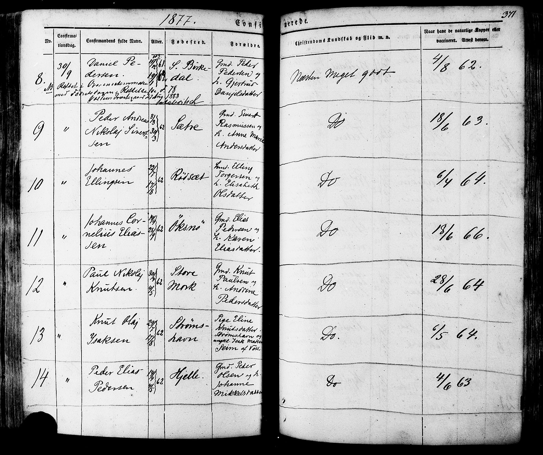 Ministerialprotokoller, klokkerbøker og fødselsregistre - Møre og Romsdal, SAT/A-1454/511/L0140: Parish register (official) no. 511A07, 1851-1878, p. 371