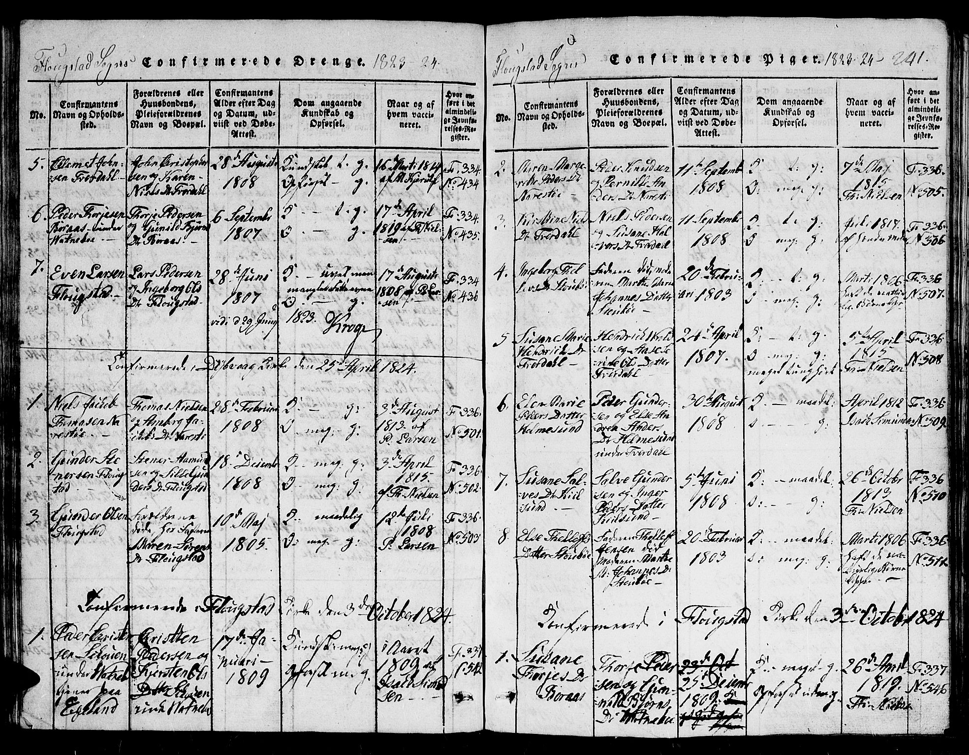 Dypvåg sokneprestkontor, AV/SAK-1111-0007/F/Fb/Fbb/L0001: Parish register (copy) no. B 1, 1816-1850, p. 241