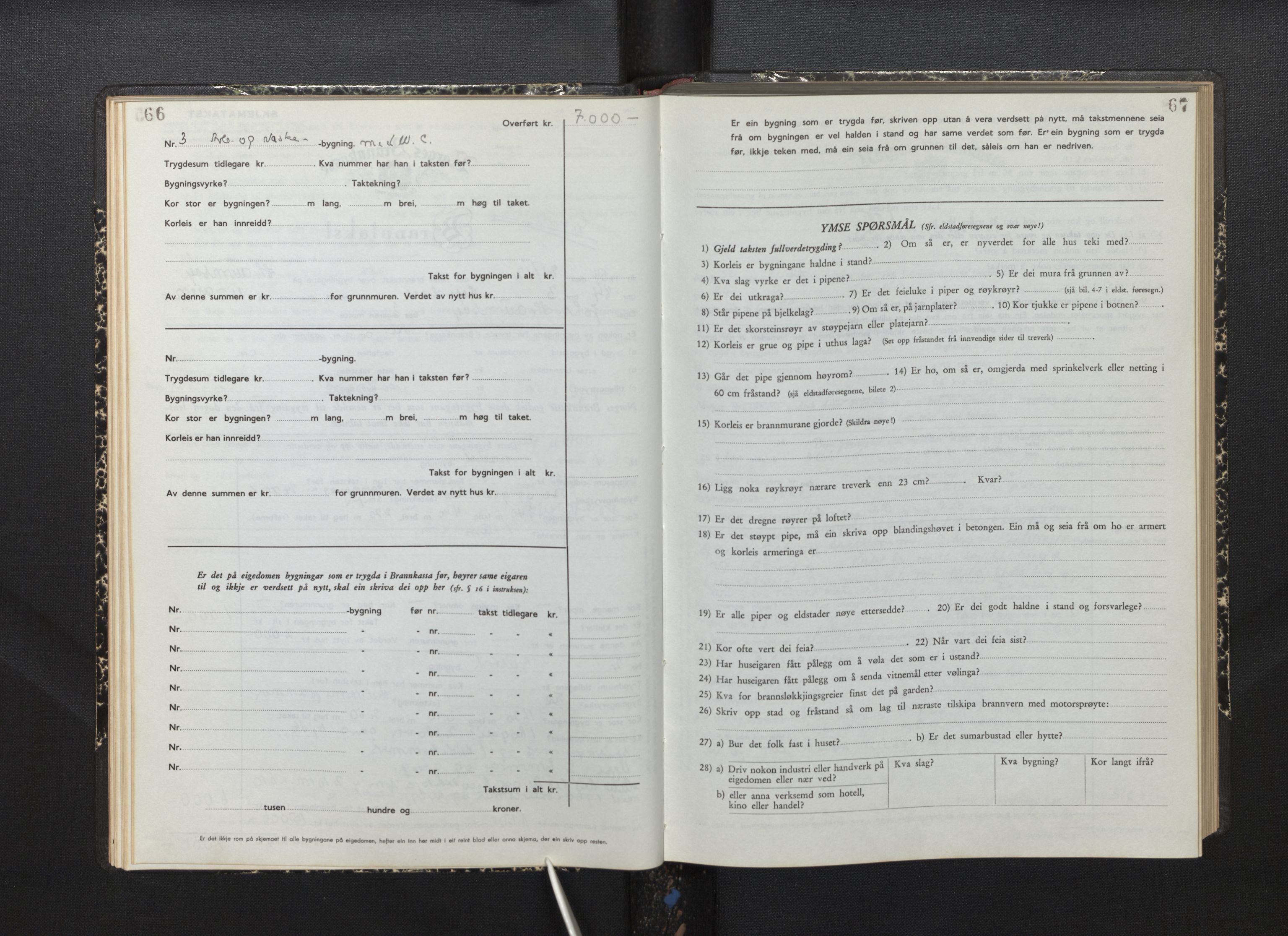 Lensmannen i Lindås, AV/SAB-A-33501/0012/L0002: Branntakstprotokoll skjematakst, 1949-1955, p. 66-67