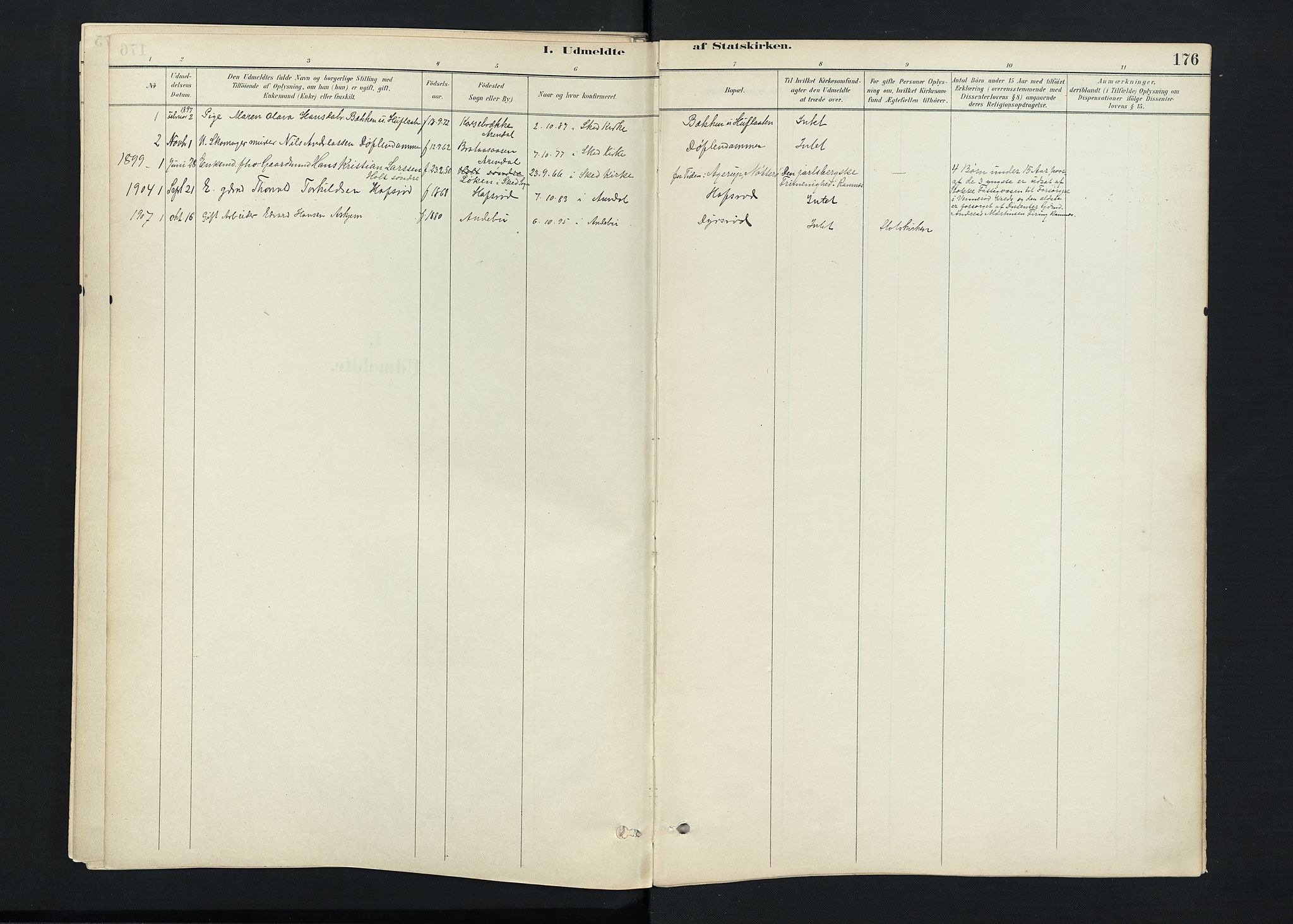 Stokke kirkebøker, SAKO/A-320/F/Fc/L0001: Parish register (official) no. III 1, 1884-1910, p. 176
