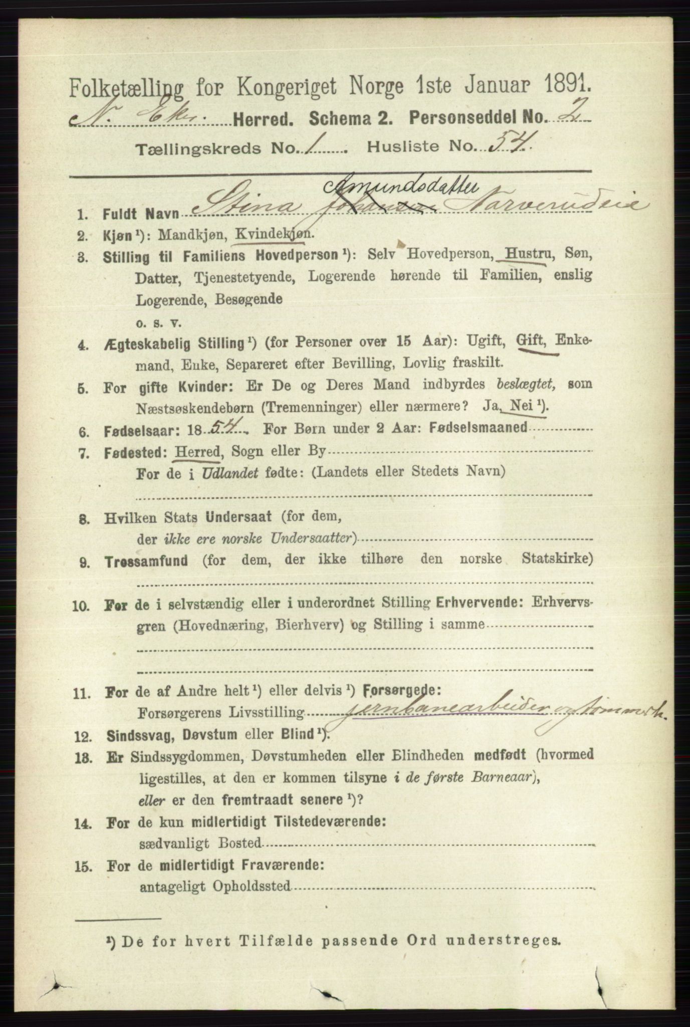 RA, 1891 census for 0625 Nedre Eiker, 1891, p. 365