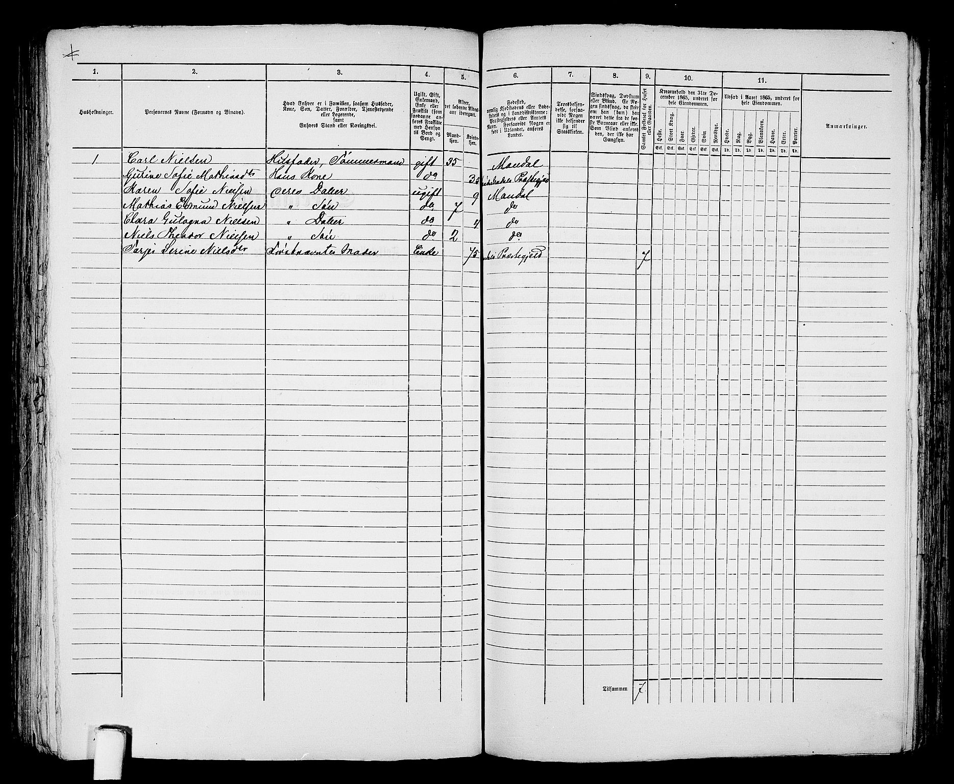 RA, 1865 census for Mandal/Mandal, 1865, p. 249