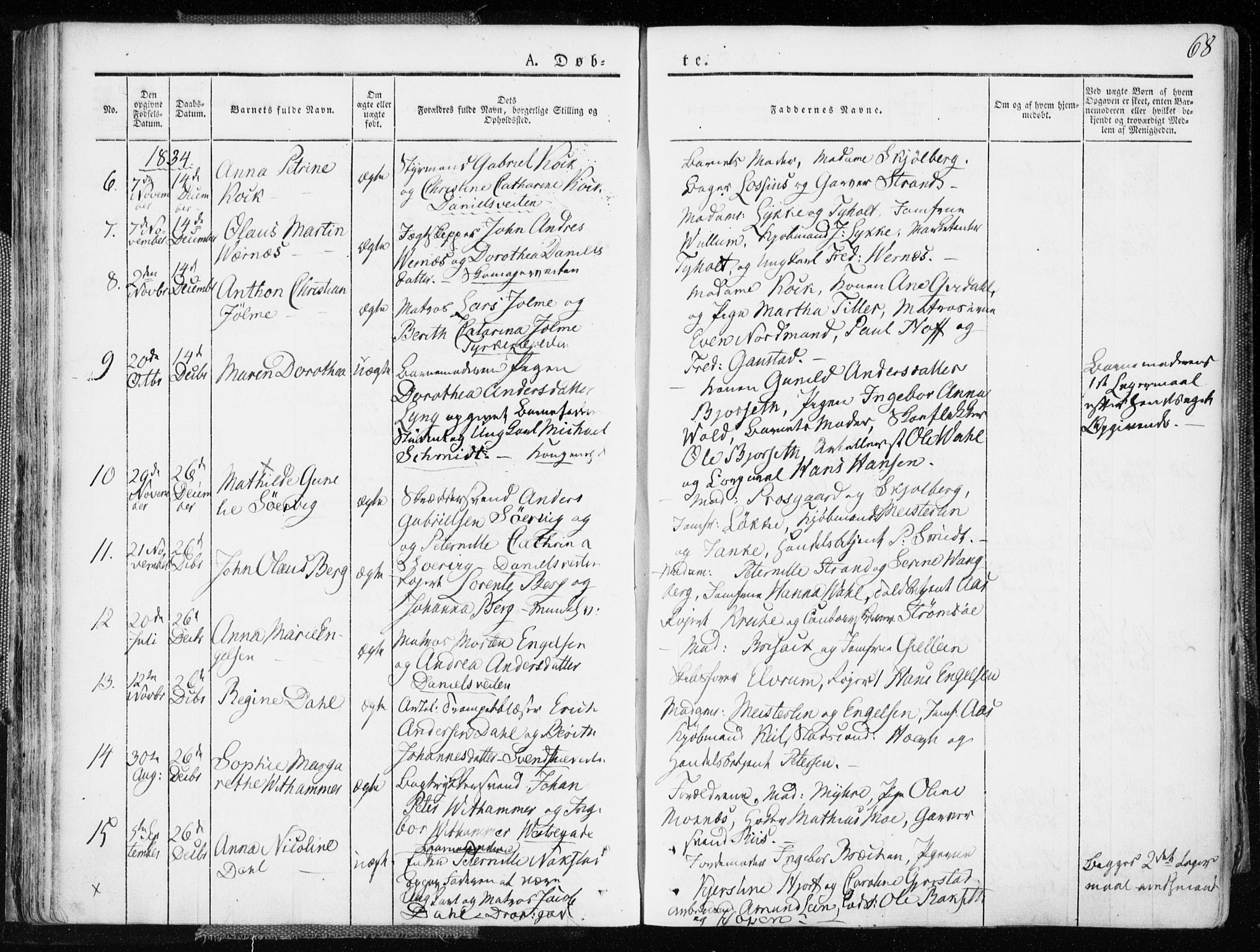 Ministerialprotokoller, klokkerbøker og fødselsregistre - Sør-Trøndelag, SAT/A-1456/601/L0047: Parish register (official) no. 601A15, 1831-1839, p. 68