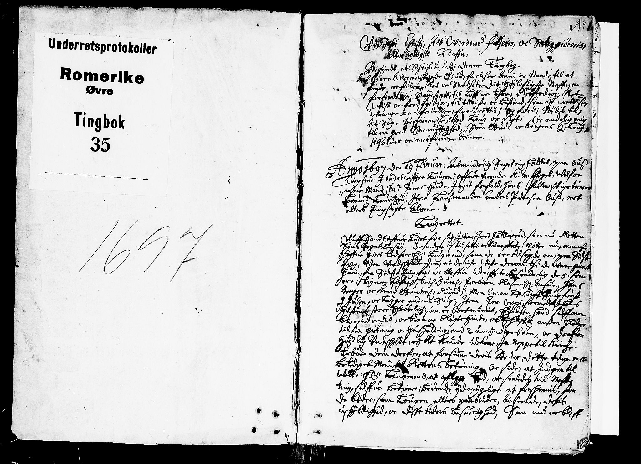 Øvre Romerike sorenskriveri, SAO/A-10649/F/Fb/L0035: Tingbok 35, 1697, p. 0b-1a
