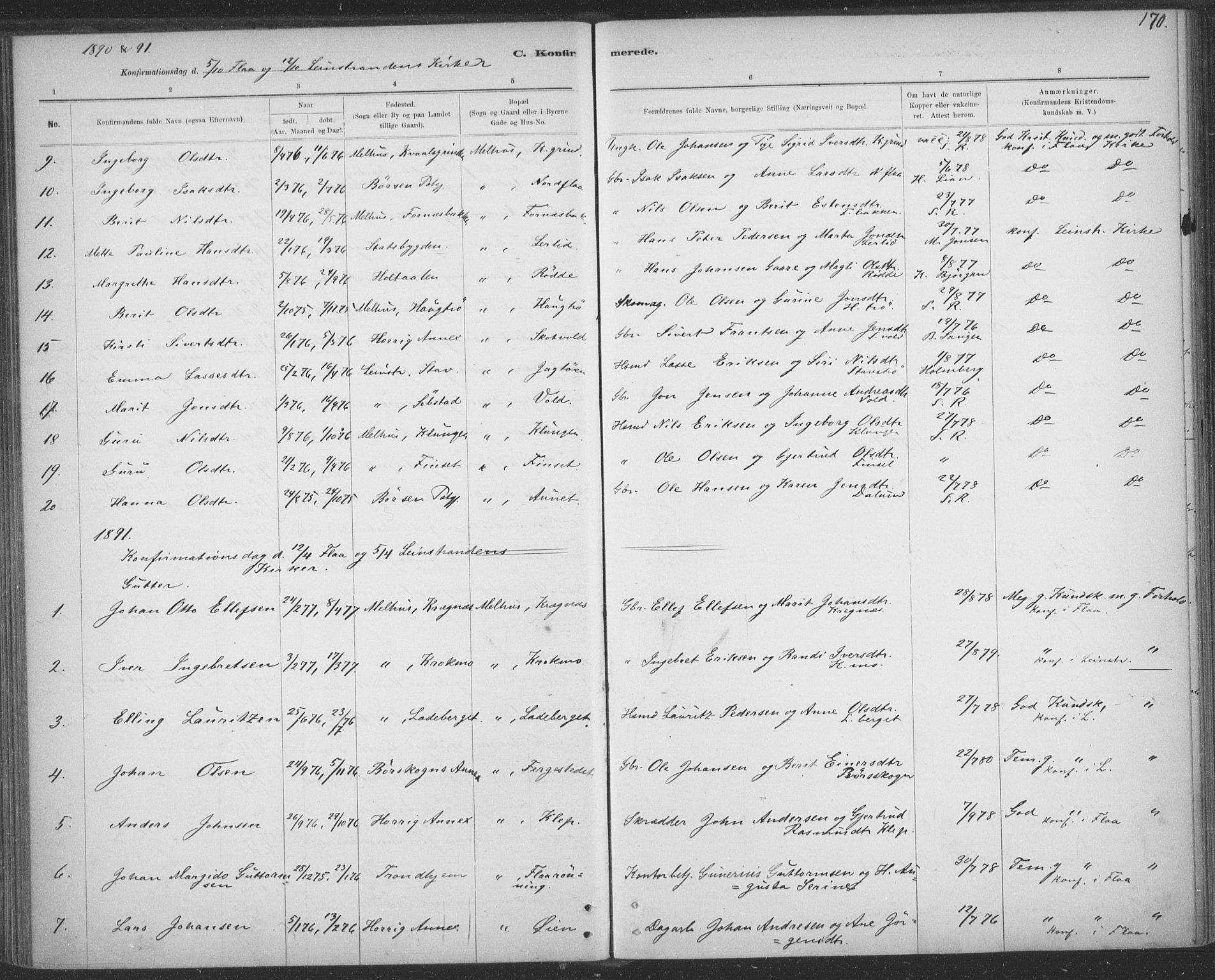 Ministerialprotokoller, klokkerbøker og fødselsregistre - Sør-Trøndelag, SAT/A-1456/691/L1085: Parish register (official) no. 691A17, 1887-1908, p. 170