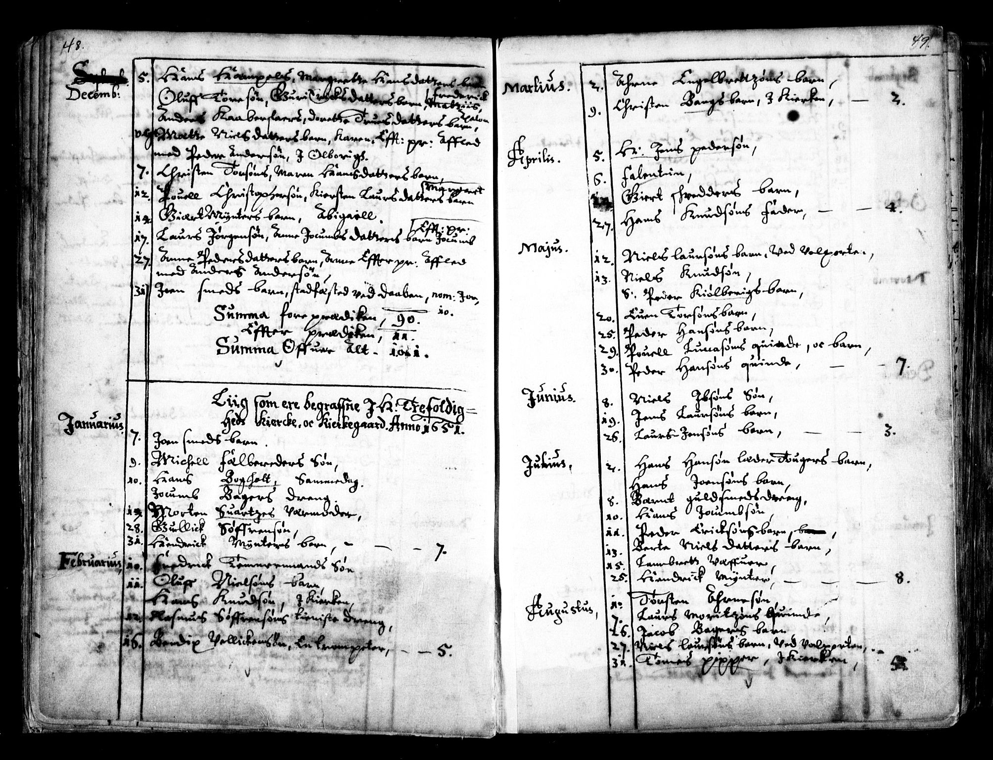 Oslo domkirke Kirkebøker, AV/SAO-A-10752/F/Fa/L0001: Parish register (official) no. 1, 1648-1704, p. 48-49