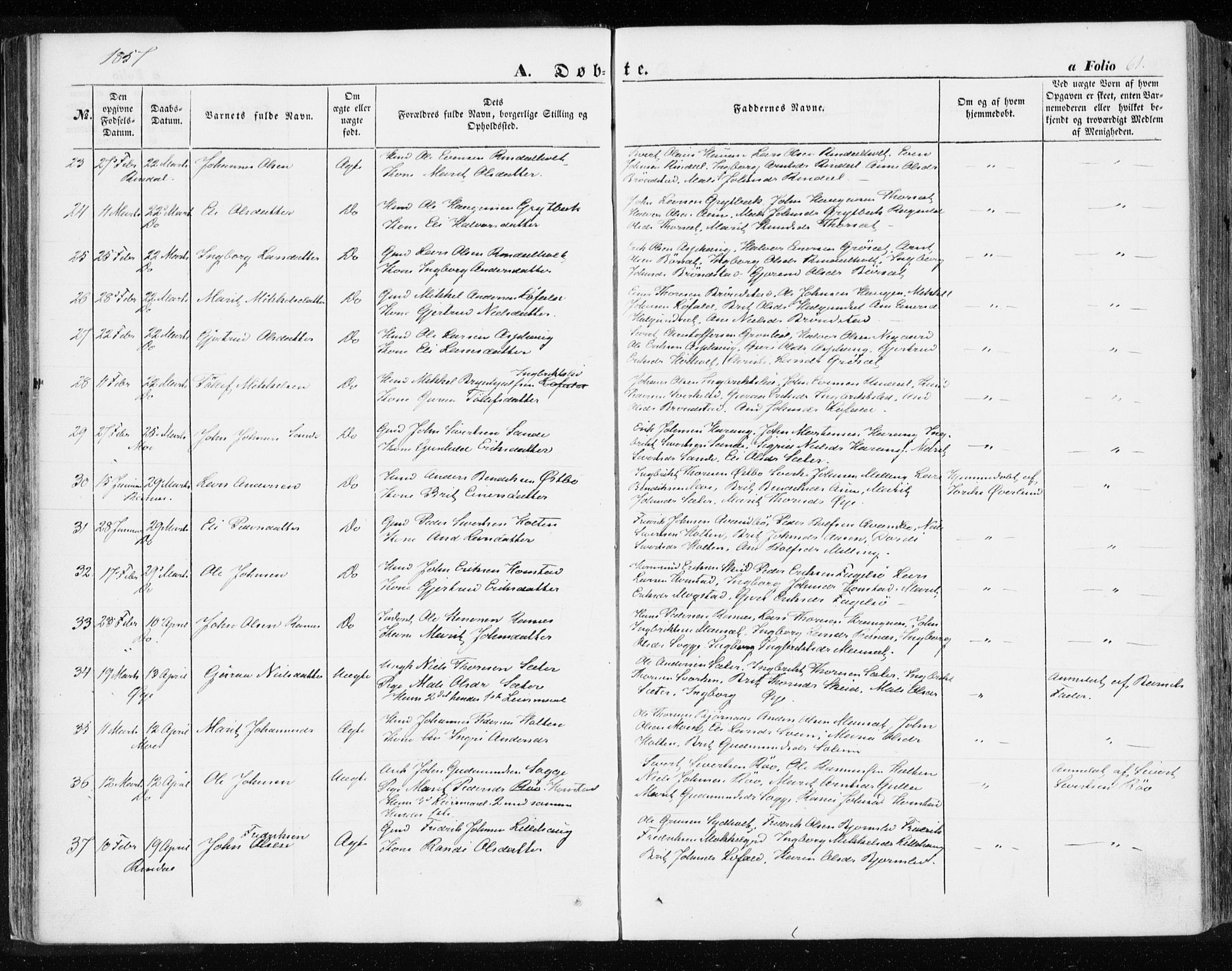 Ministerialprotokoller, klokkerbøker og fødselsregistre - Møre og Romsdal, AV/SAT-A-1454/595/L1044: Parish register (official) no. 595A06, 1852-1863, p. 61