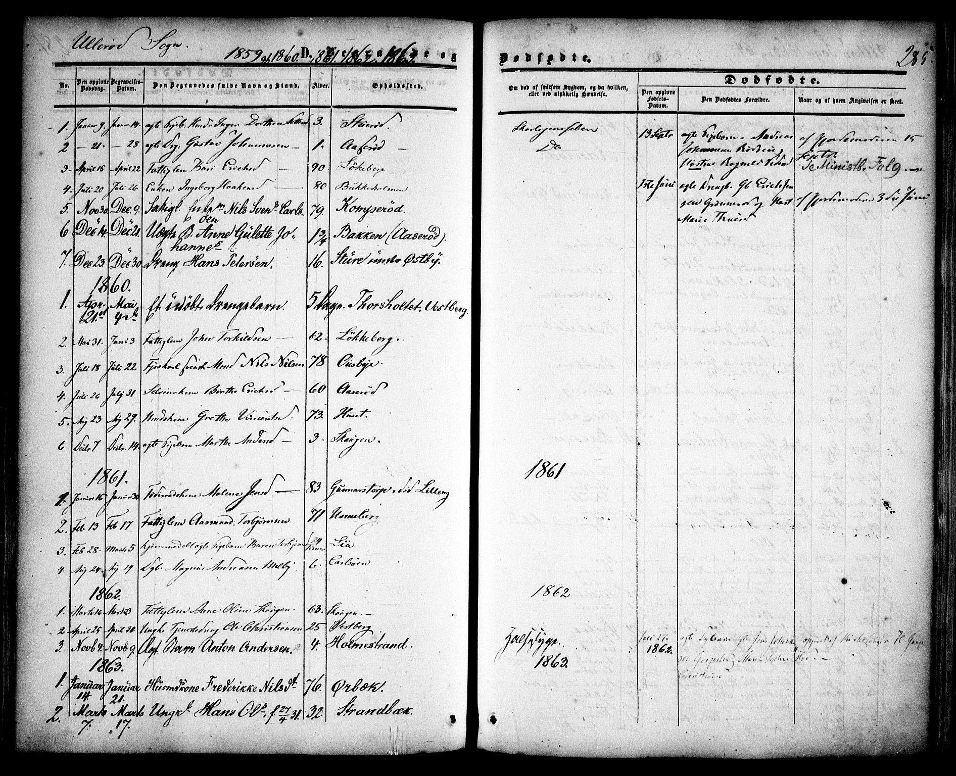 Skjeberg prestekontor Kirkebøker, SAO/A-10923/F/Fa/L0007: Parish register (official) no. I 7, 1859-1868, p. 285