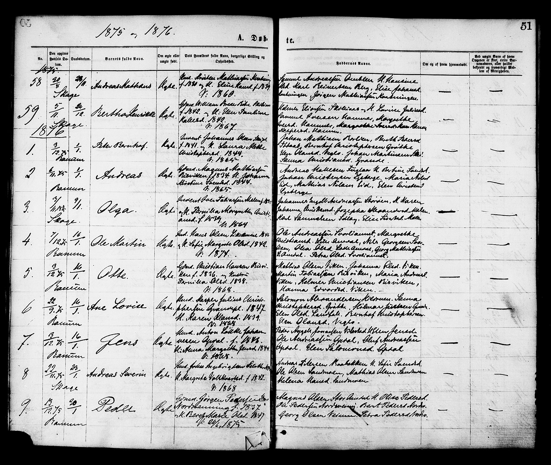 Ministerialprotokoller, klokkerbøker og fødselsregistre - Nord-Trøndelag, SAT/A-1458/764/L0554: Parish register (official) no. 764A09, 1867-1880, p. 51