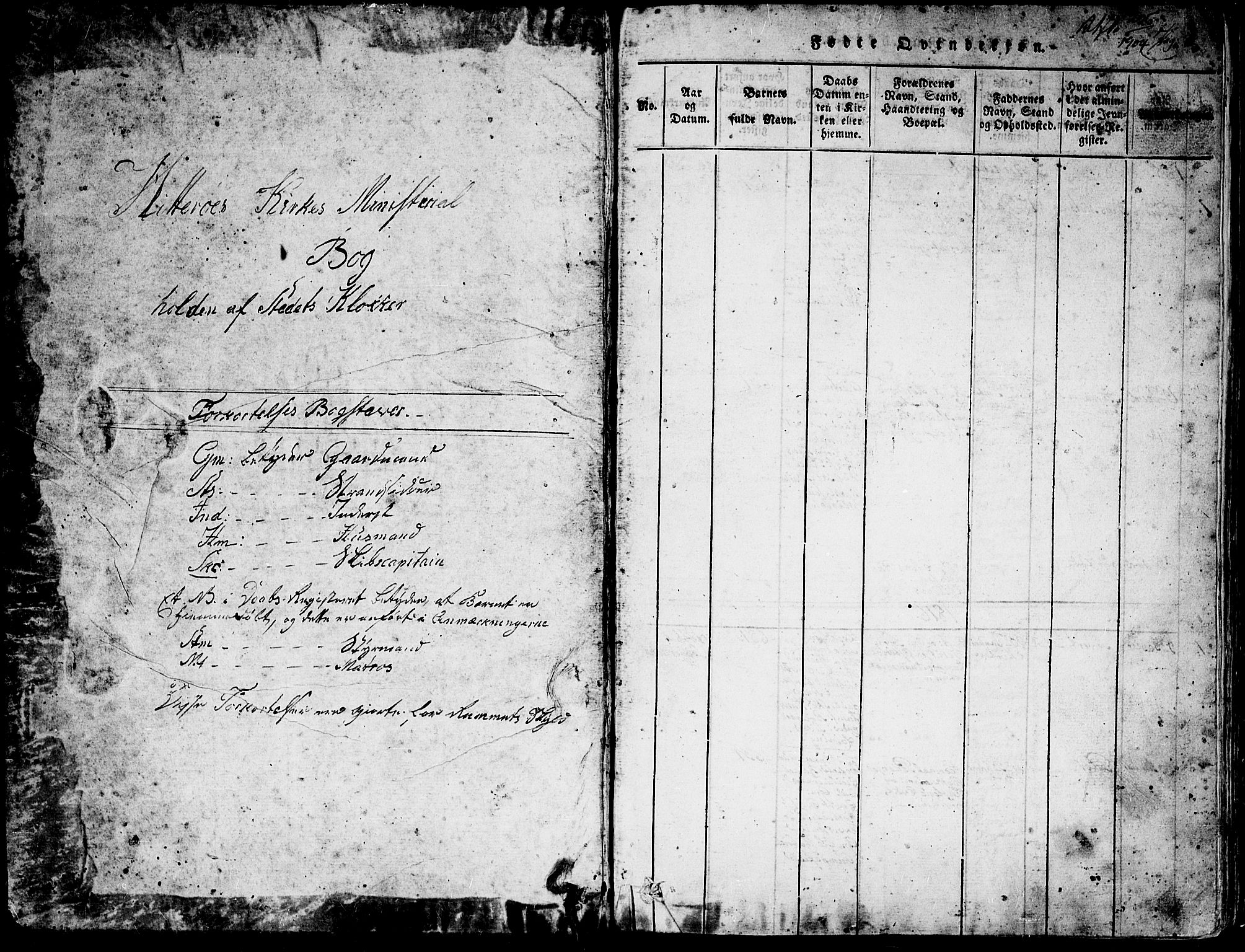 Flekkefjord sokneprestkontor, SAK/1111-0012/F/Fb/Fbb/L0001: Parish register (copy) no. B 1, 1815-1830, p. 0-1