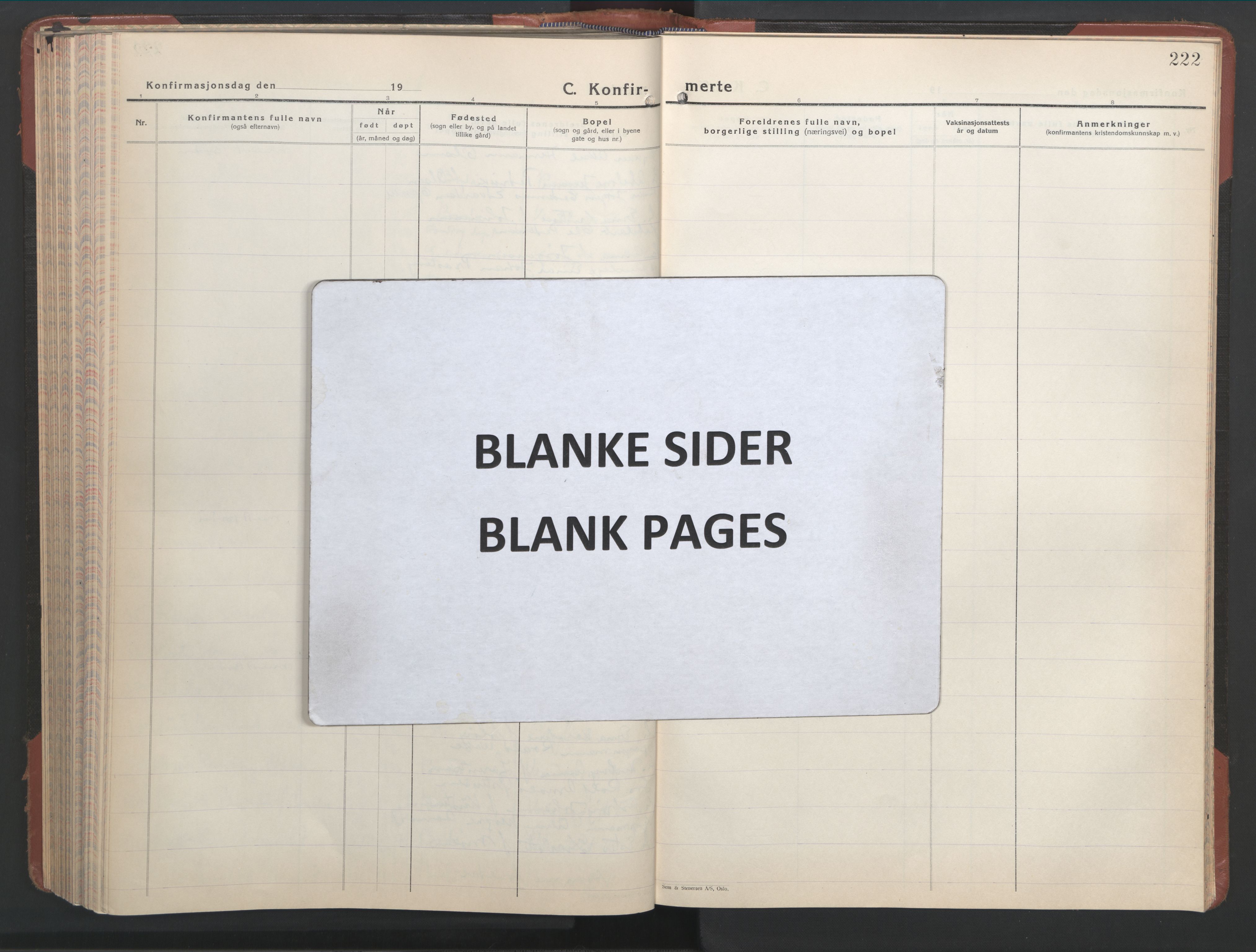 Ministerialprotokoller, klokkerbøker og fødselsregistre - Nordland, AV/SAT-A-1459/801/L0039: Parish register (copy) no. 801C14, 1937-1951, p. 222