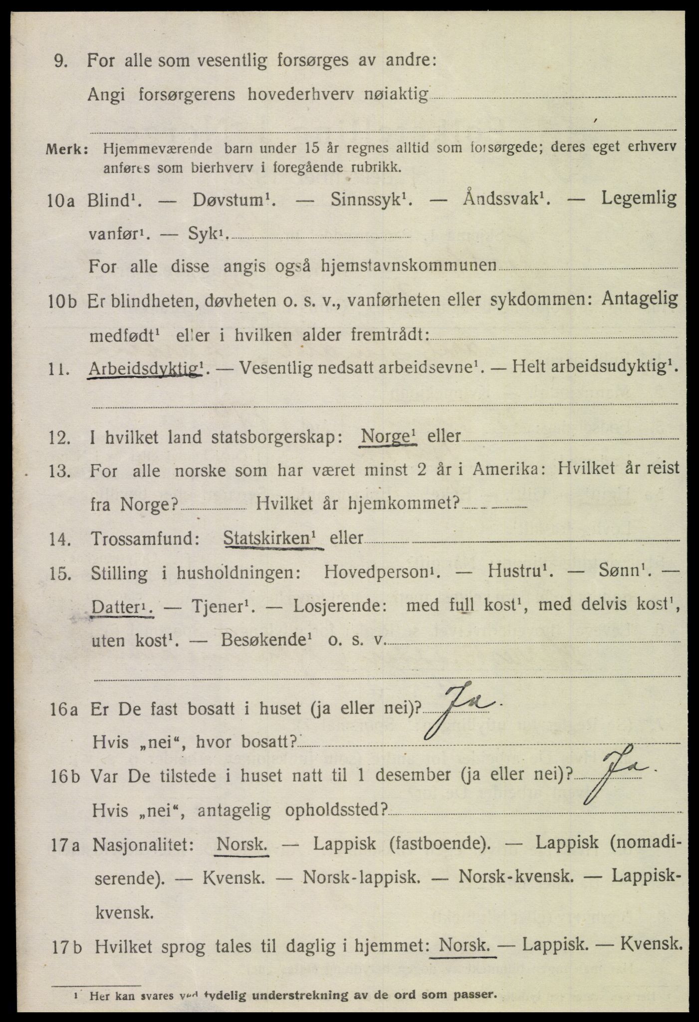 SAT, 1920 census for Tjøtta, 1920, p. 2848