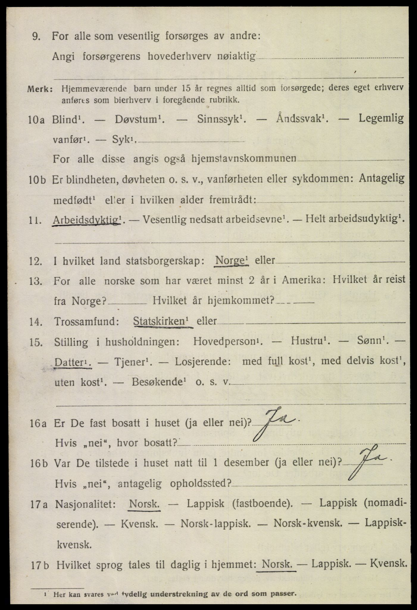 SAT, 1920 census for Tjøtta, 1920, p. 2848