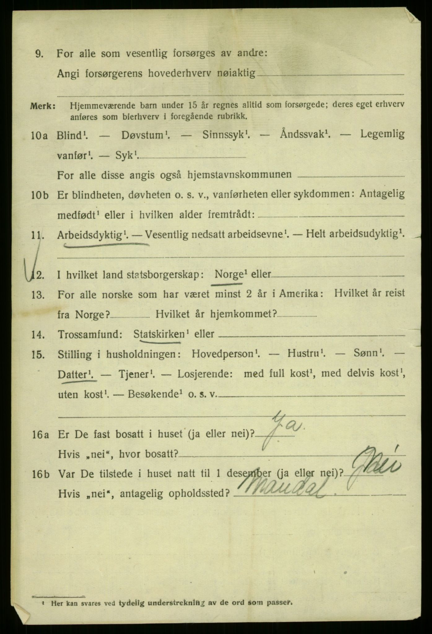 SAB, 1920 census for Bergen, 1920, p. 131597