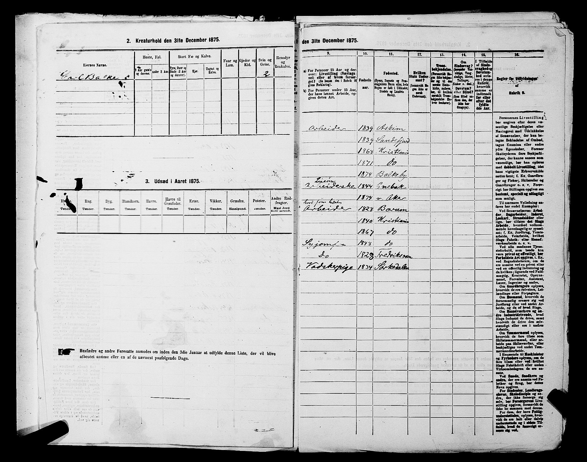 RA, 1875 census for 0218aP Vestre Aker, 1875, p. 2058