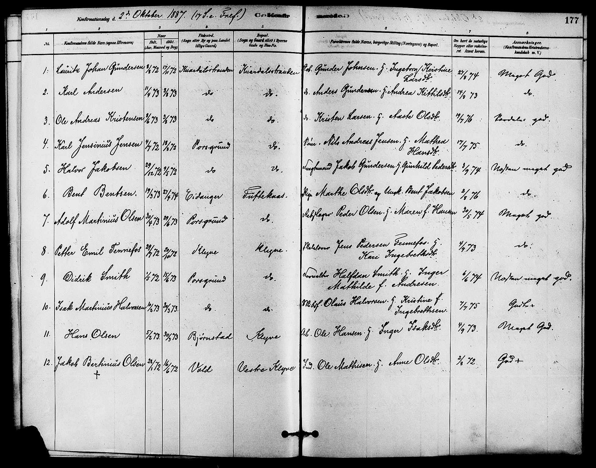 Solum kirkebøker, AV/SAKO-A-306/F/Fa/L0009: Parish register (official) no. I 9, 1877-1887, p. 177