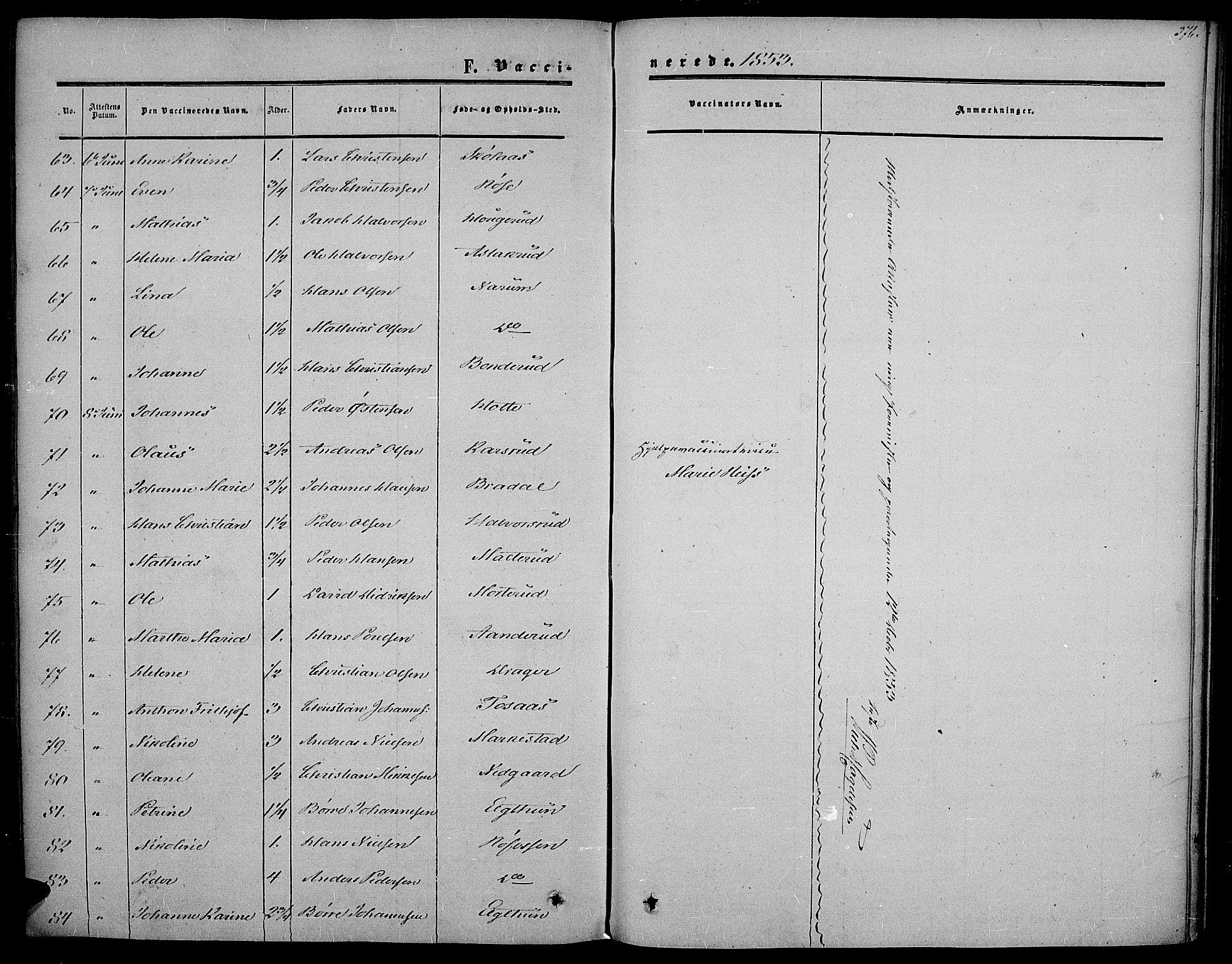 Vestre Toten prestekontor, AV/SAH-PREST-108/H/Ha/Haa/L0005: Parish register (official) no. 5, 1850-1855, p. 376