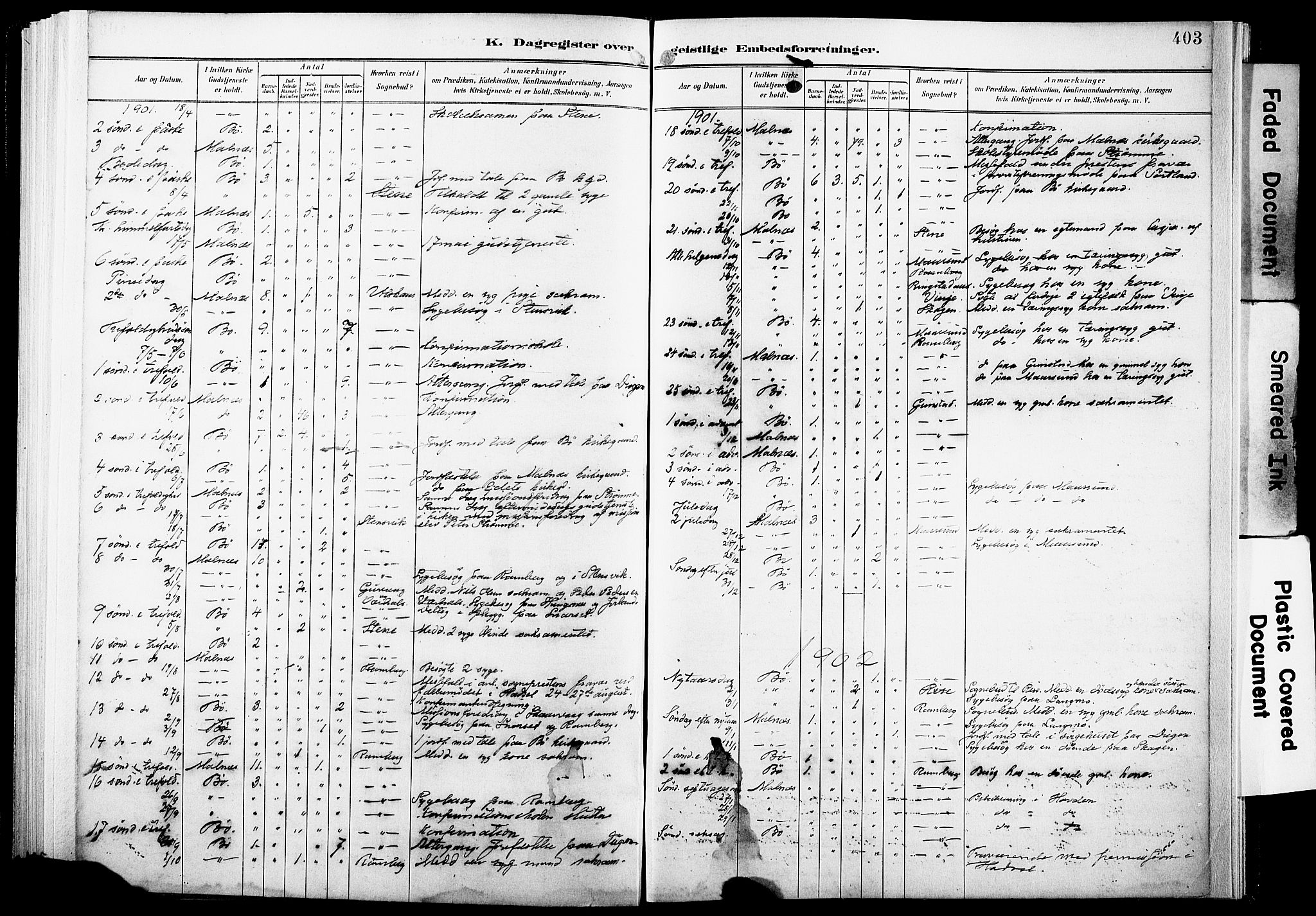 Ministerialprotokoller, klokkerbøker og fødselsregistre - Nordland, AV/SAT-A-1459/891/L1305: Parish register (official) no. 891A10, 1895-1921, p. 403