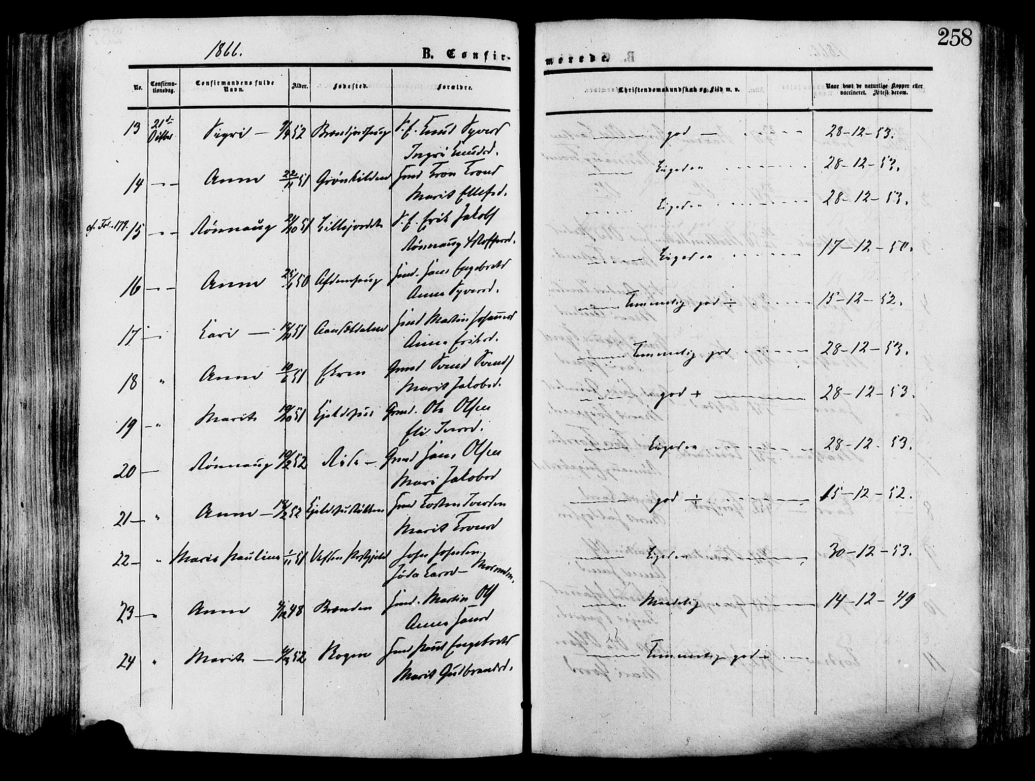 Lesja prestekontor, AV/SAH-PREST-068/H/Ha/Haa/L0008: Parish register (official) no. 8, 1854-1880, p. 258