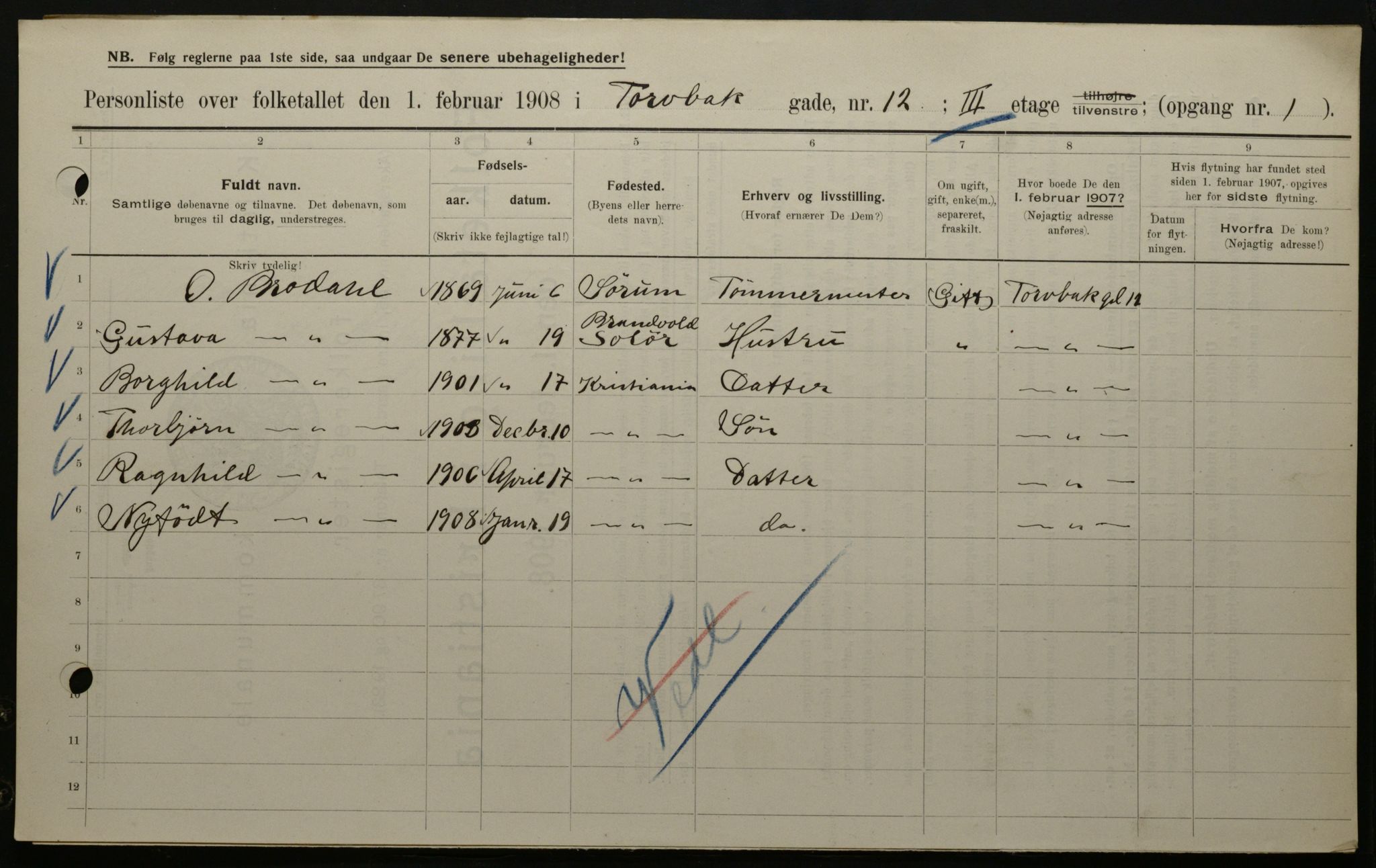 OBA, Municipal Census 1908 for Kristiania, 1908, p. 103637
