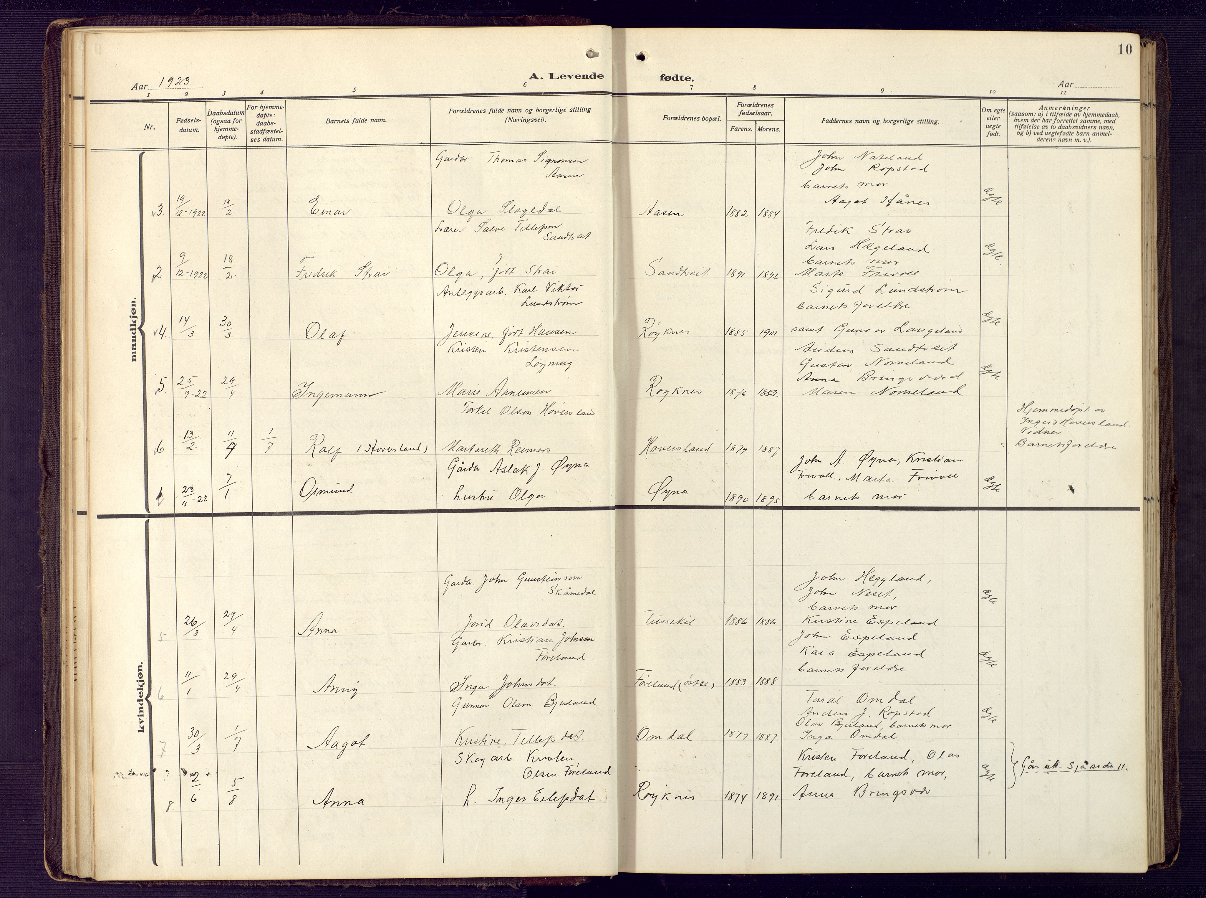 Vennesla sokneprestkontor, SAK/1111-0045/Fb/Fba/L0004: Parish register (copy) no. B 4, 1917-1948, p. 10