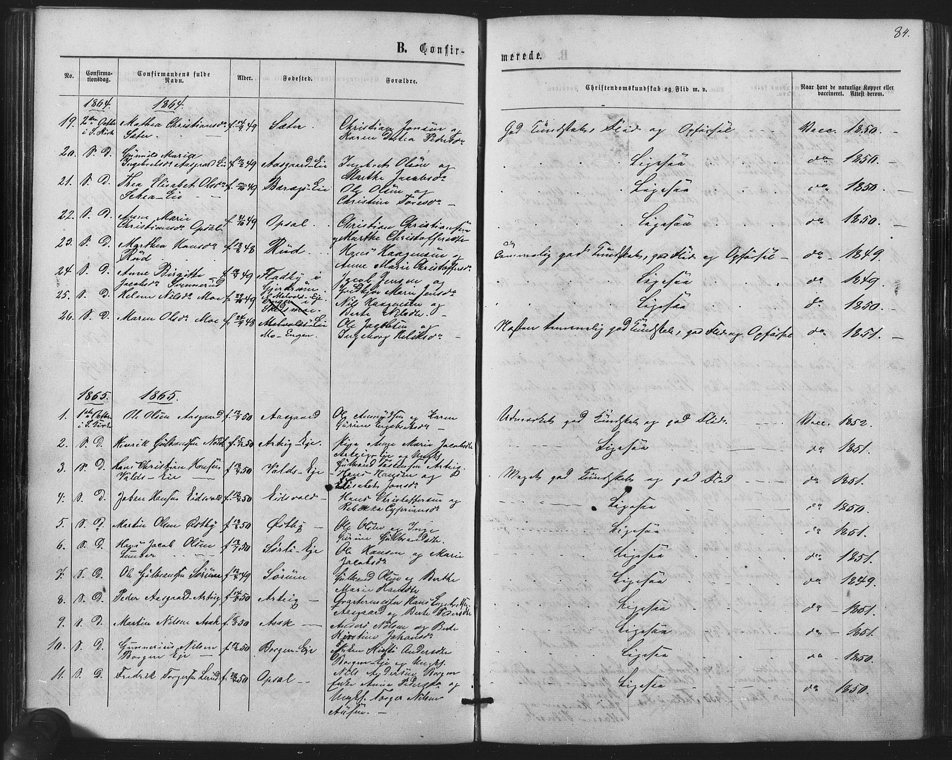 Sørum prestekontor Kirkebøker, AV/SAO-A-10303/F/Fa/L0006: Parish register (official) no. I 6, 1864-1877, p. 84