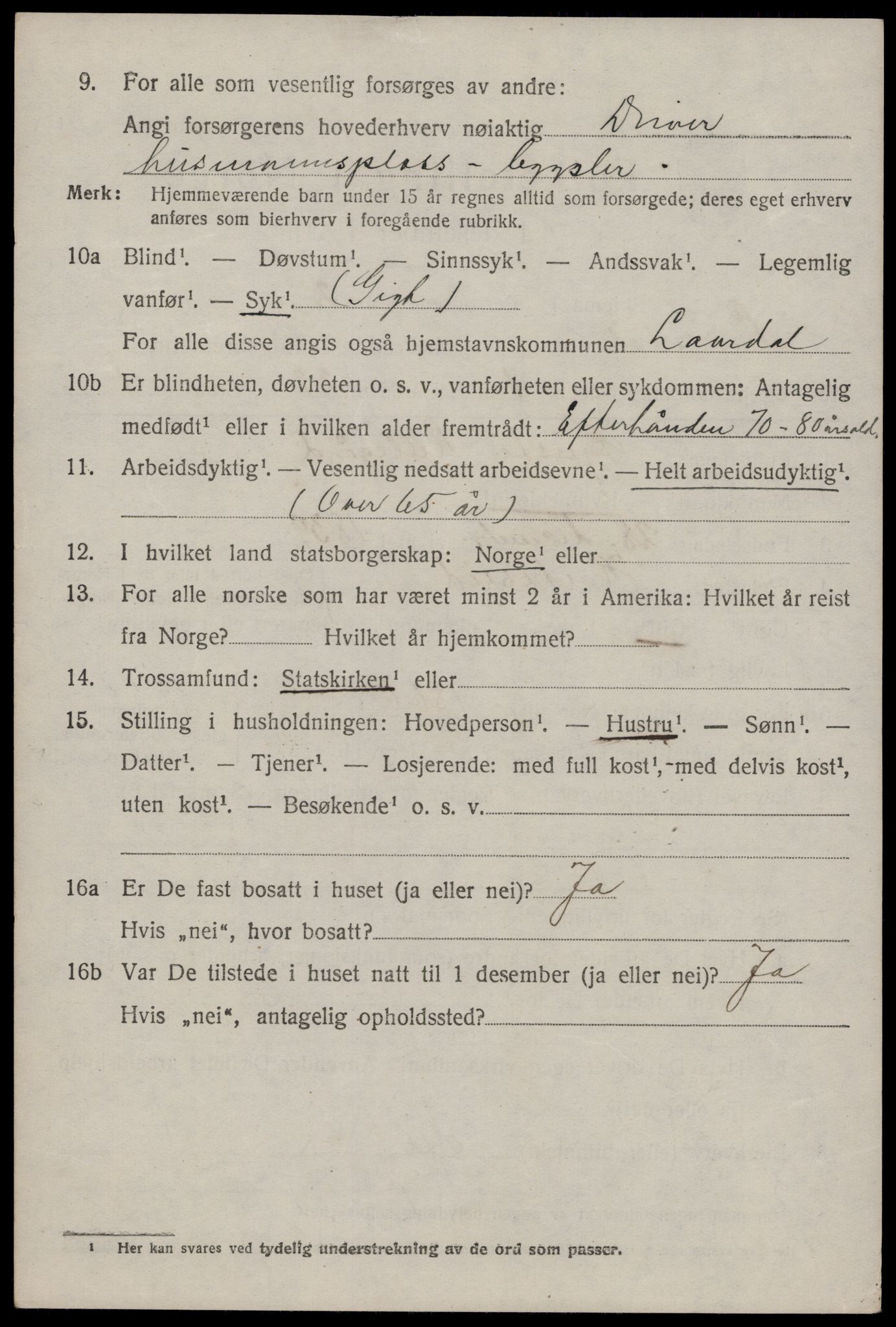 SAKO, 1920 census for Lårdal, 1920, p. 1646